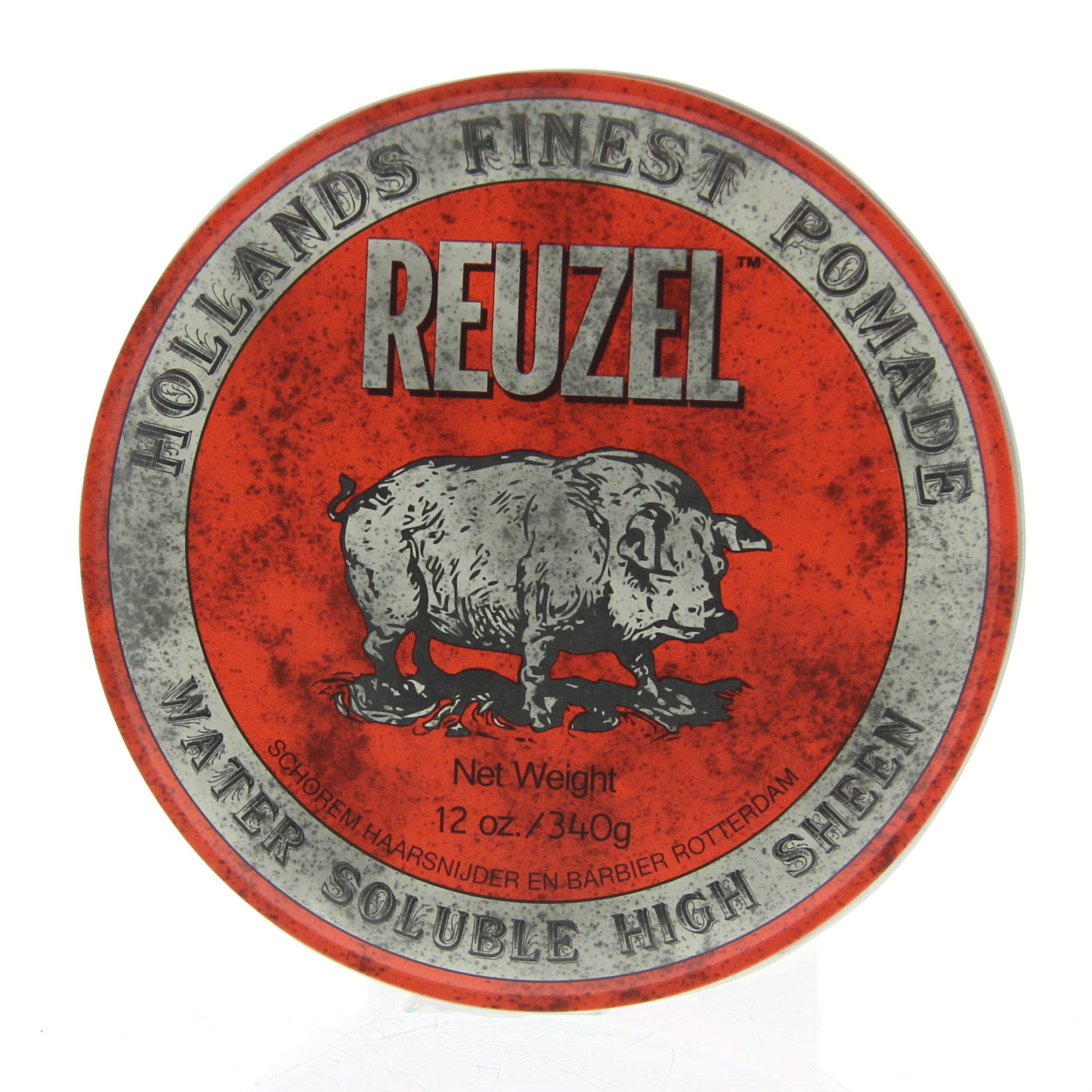 Reuzel Red Water Soluble High Sheen Pomade - No Dry Formula - Keeps High Shine and Strong Hold All Day without Flaking - Easy Rinse Out - Subtle Vanilla Cola Fragrance - Vegan Formula - 340 g