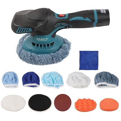KROST Cordless Car Polisher/Sanding Machine 12V Battery Operated Polishing Machine with Car Waxing Tool Portable 6 Speed