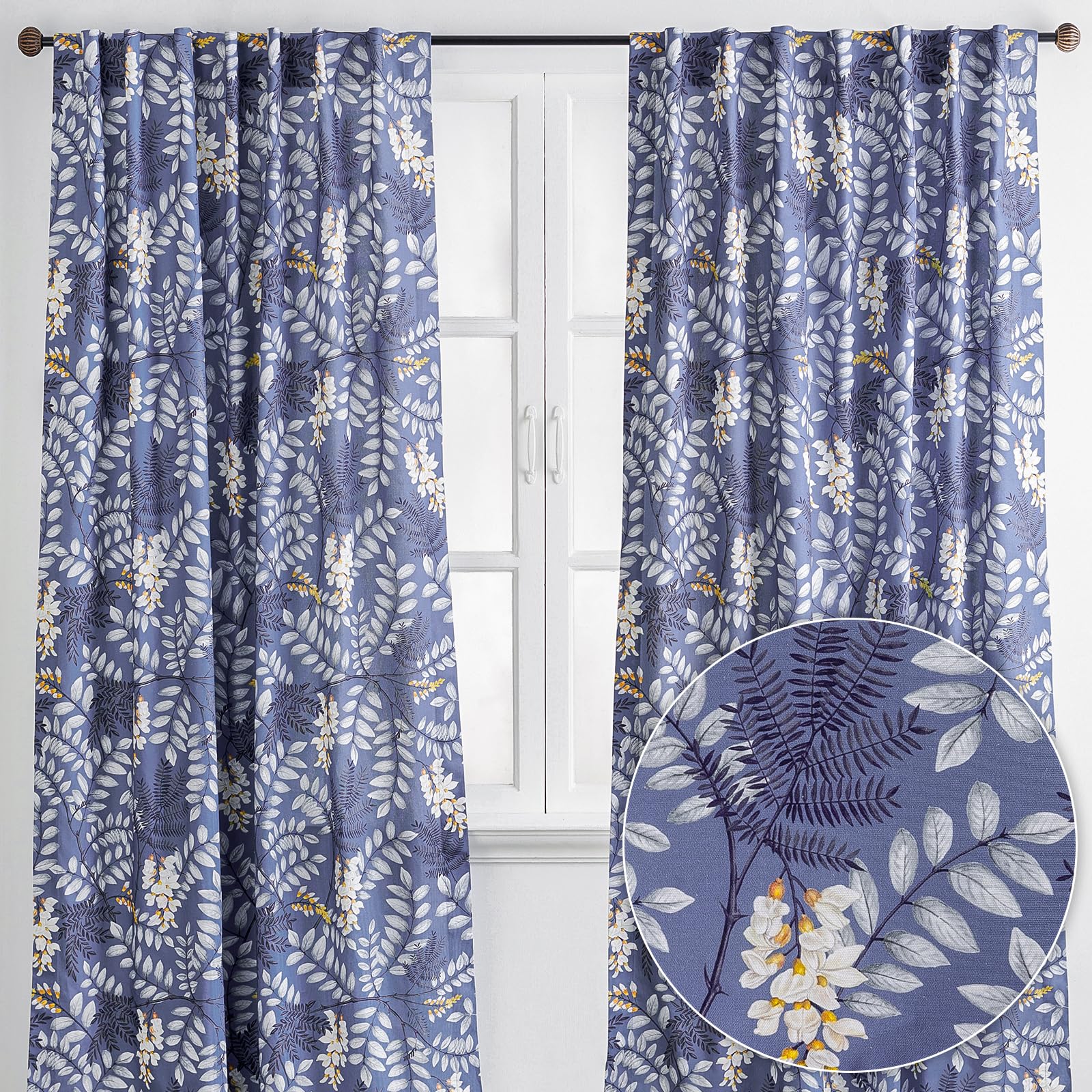 Maison d' Hermine Curtains for living room 100% Cotton 84 inch length Two Panels Light Filtering Curtains for Bedroom Windows with rod and loop