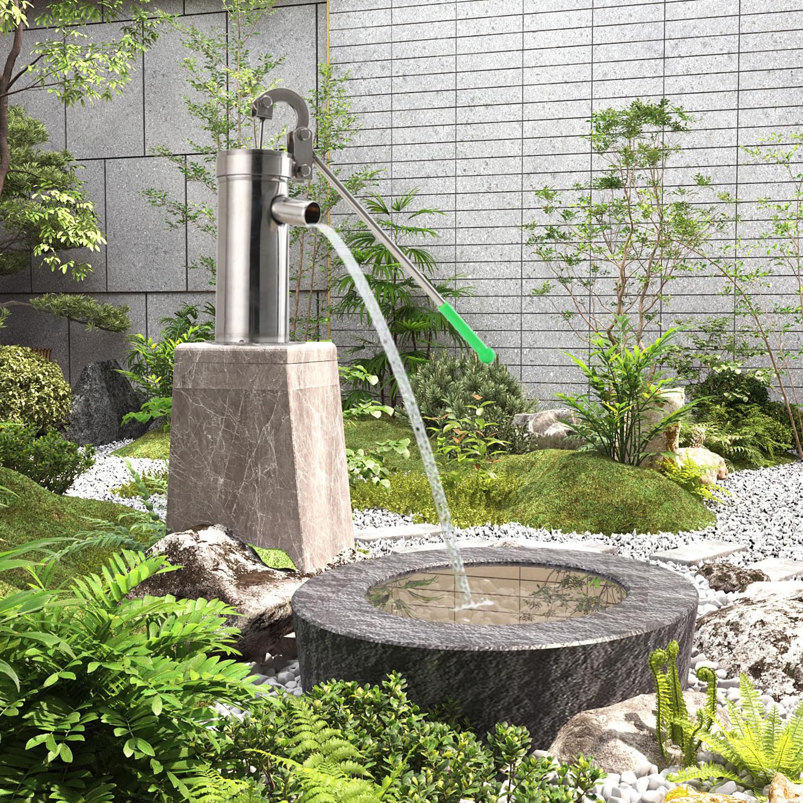 Pompe manuali ergonomiche da pozzo a 360 giri con manico brocca ad alta efficienza energetica per un efficiente approvvigionamento idrico da giardino in acciaio inossidabile per la manutenzione del