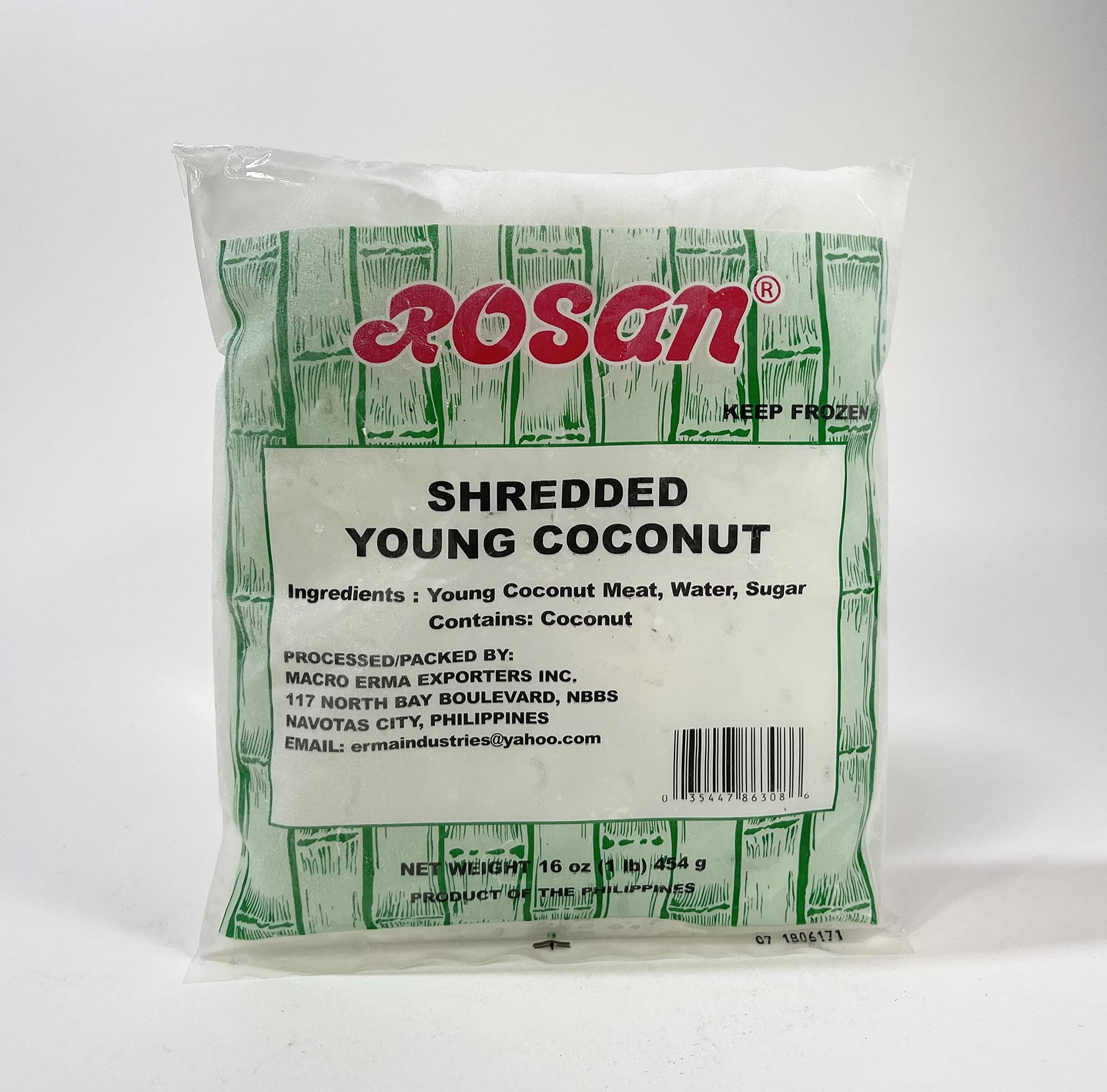 Rosan Shredded Young Coconut (Buko) 16 Oz per Pack (4-PACK)
