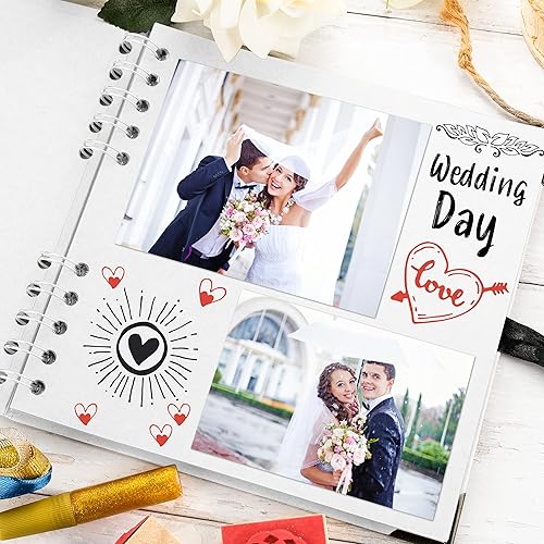 Vista 34 de Bstorify Álbum de recortes de 10 x 10 pulgadas, 70 páginas, protectores de esquina de papel kraft grueso negro, cierre de cinta, ideal para tus