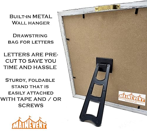 Miniatura 3 de MAINEVENT - Juego de tableros de fieltro intercambiables con marco de madera de 10 x 10 pulgadas , 374 letras incluyendo Emojis, gancho de pared,