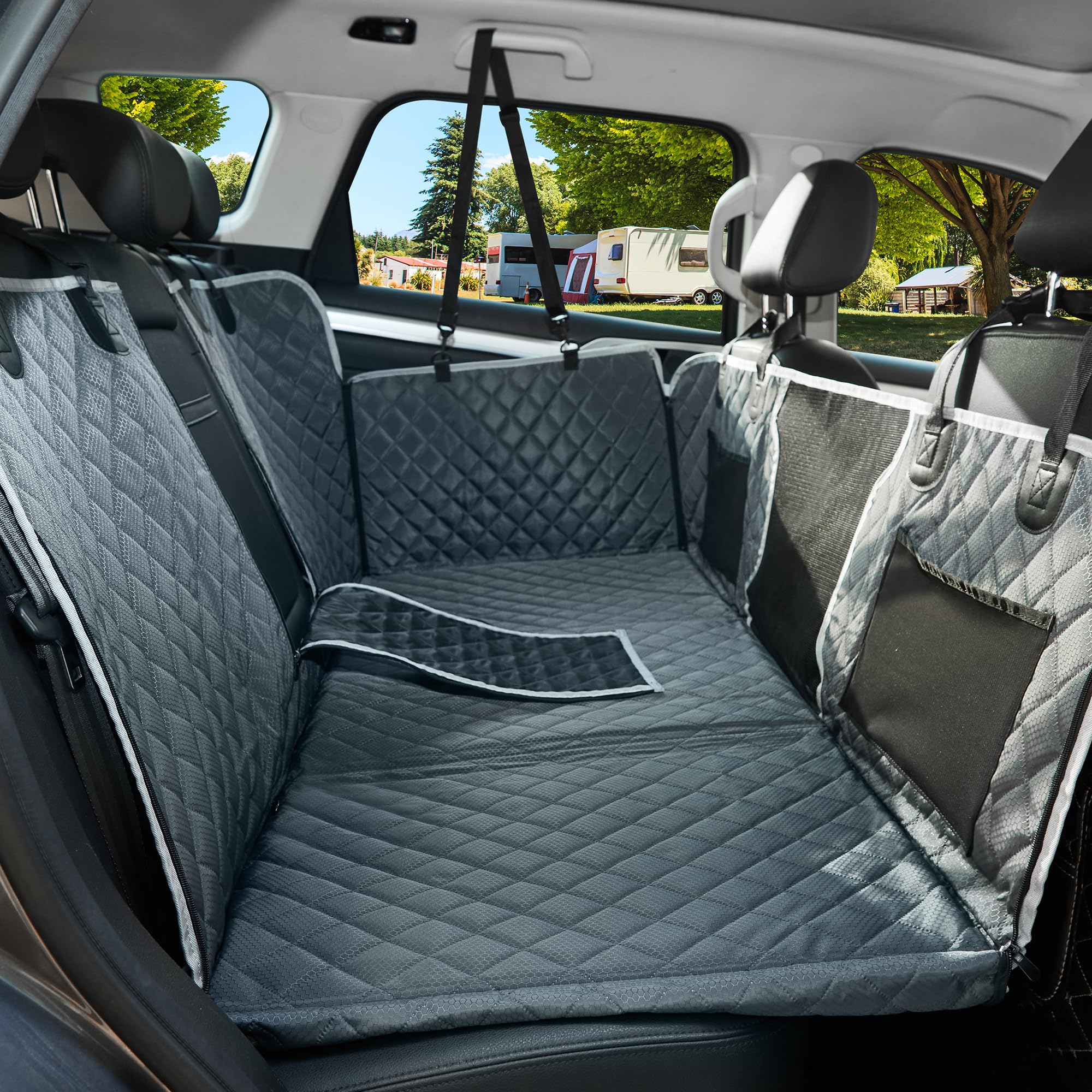 ANOSOSPECIAL posteriore Seat Extender, Dog Car Seat Cover, Impermeabile Pet Amaca Letto di Viaggio, Facile Pulire per Auto SUV Truck (Grigio)