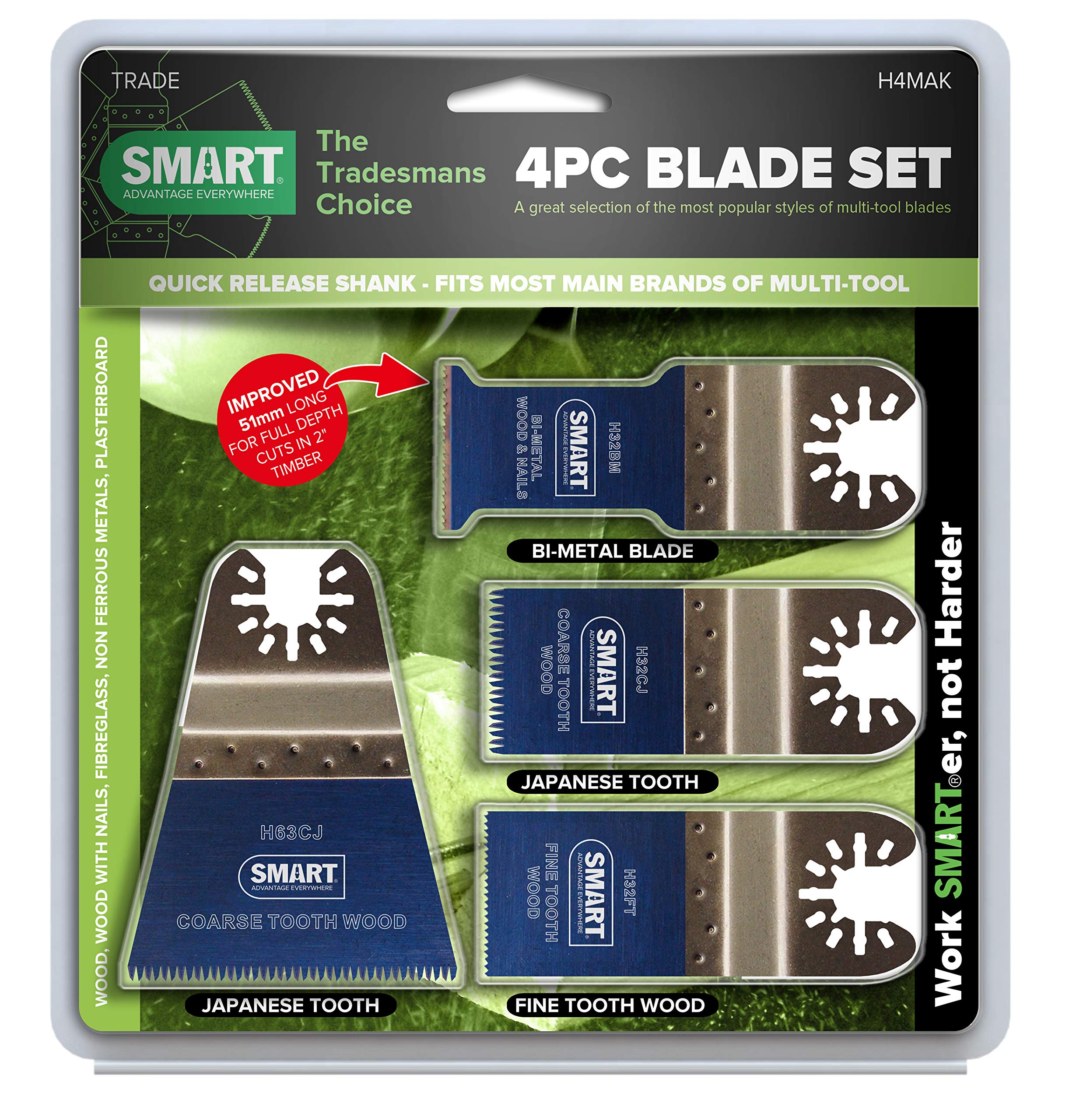 Smart H4MAK 4 Piece Multi Tool Blade Set and erbauer pack of 5- 34mm twin pack