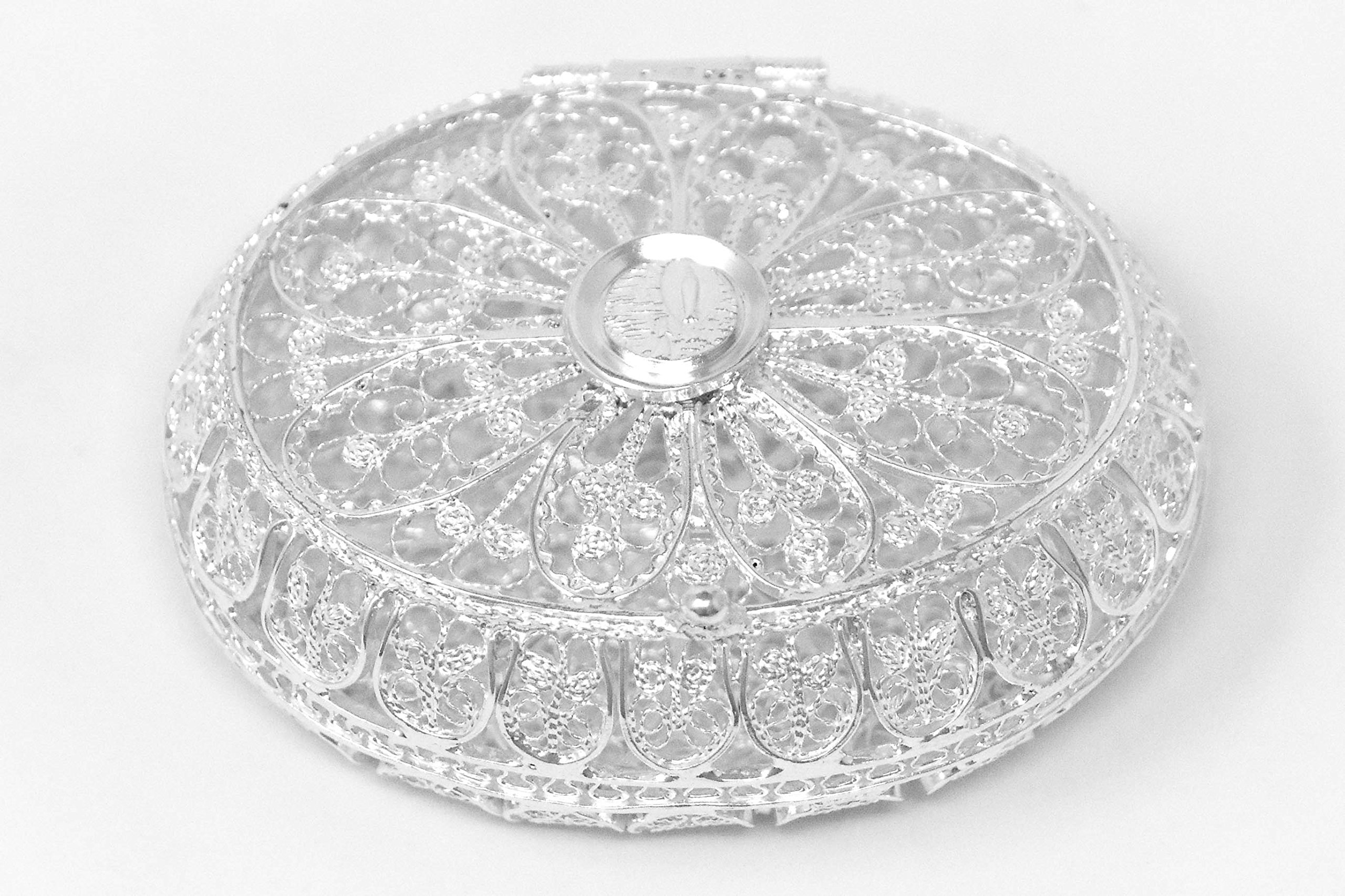 Catholic Gift Shop 925 Sterling Silver Oval Lourdes Rosary Box Trinket Box & Lourdes Prayer Card