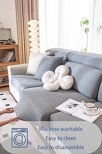 Miniatura 5 de Funda de sofá lavable apta para mascotas, funda de cojín elástica para sofá y sofá, funda de sofá seccional, en forma de L con parte inferior