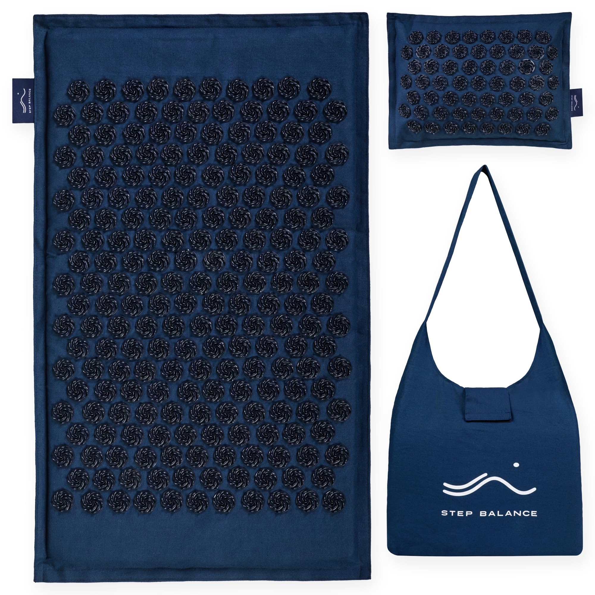 AcuEarth Akupressur-Set, Matte und Kissen, Leinen, mit Tasche