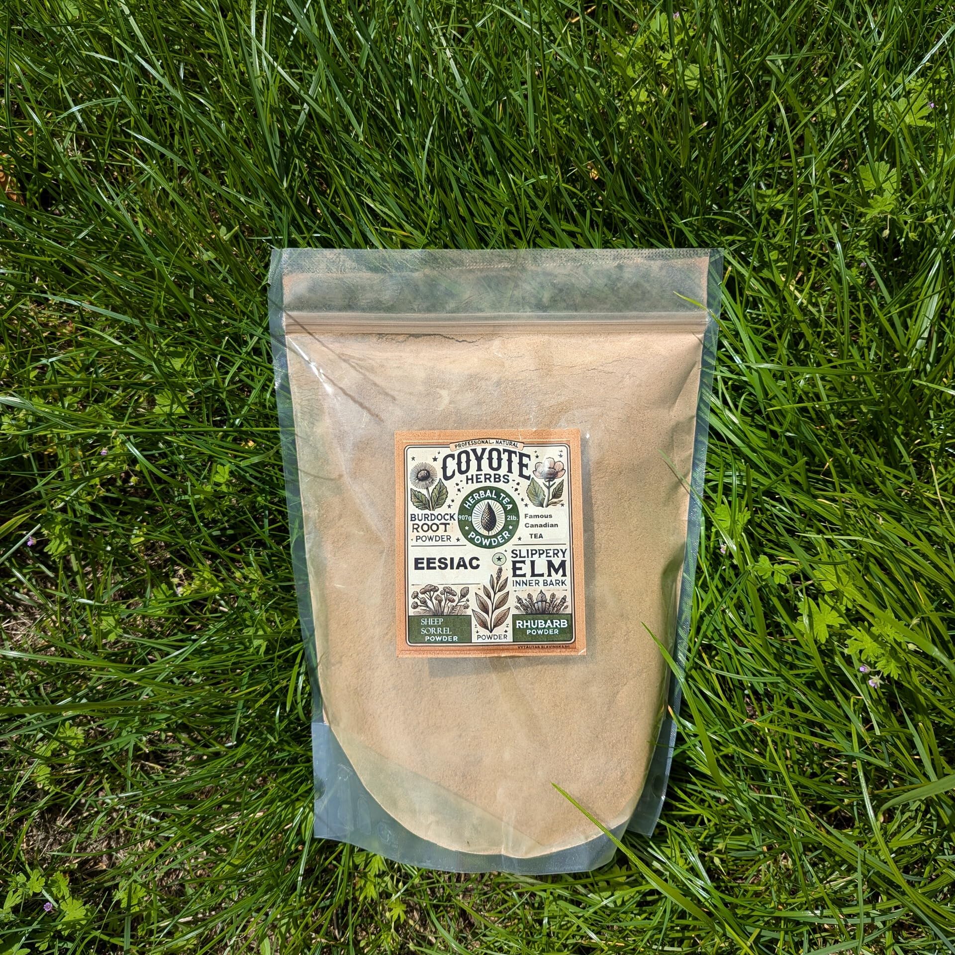 Té de hierbas EESIAC - Mezcla de 4 hierbas - Olmo resbaladizo, acedera de oveja, raíz de bardana y raíz de ruibarbo - 2 lb (907 g) - Mezcla de té artesanal, pura y de hierbas