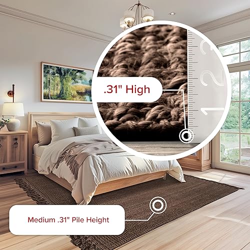 Miniatura 8 de nuLOOM - Alfombra gruesa de yute Daniela Farmhouse, 4 x 6 pies, color chocolate