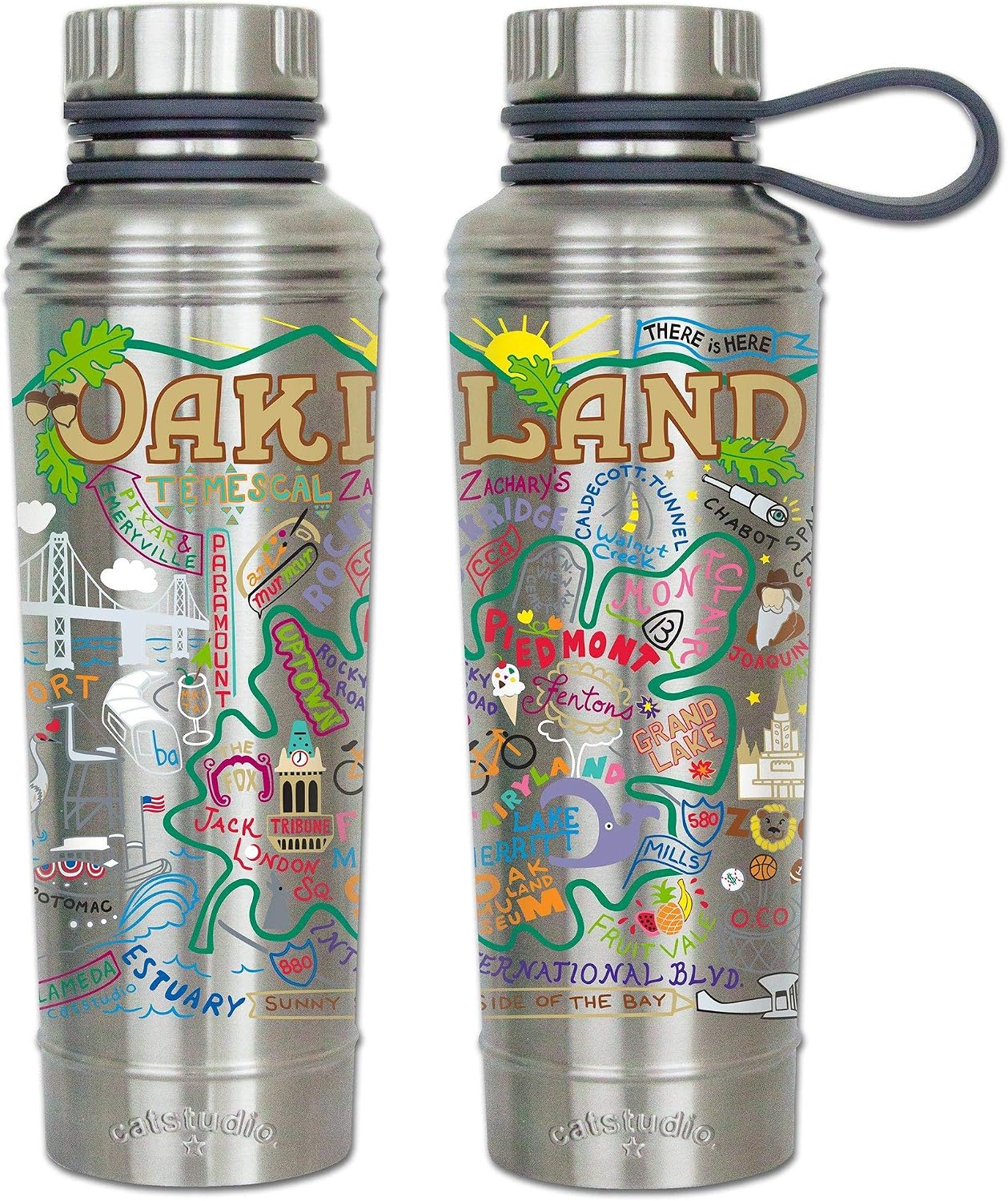 Catstudio Oakland Stainless Steel Water Bottle | Triple Wall Insulation With Non Slip Bottom | Great For Running, Hiking, Sports, & Travel