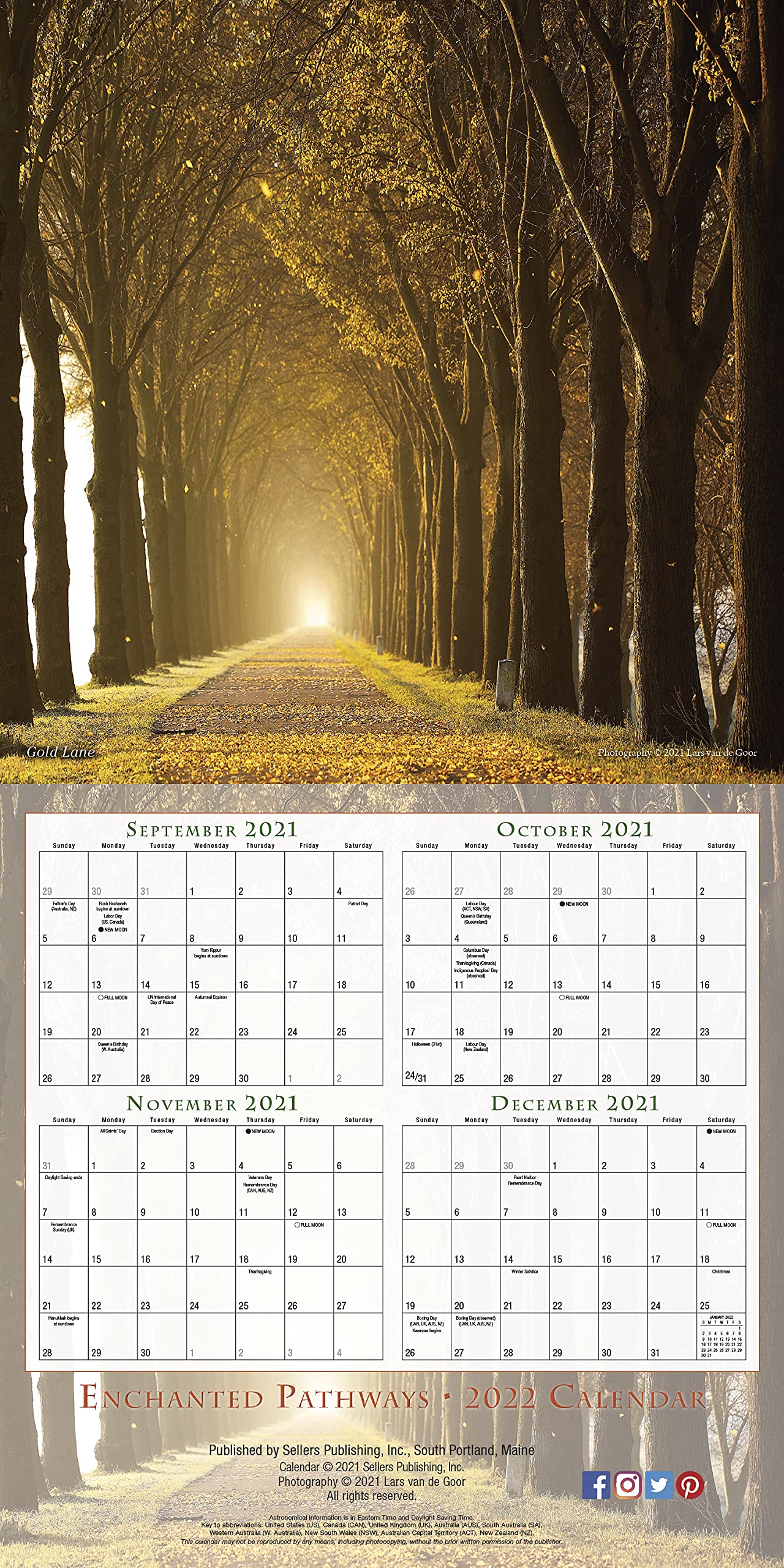 SELLERS PUBLISHING, INC. Enchanted Pathways 2022 Wall Calendar 16Month
