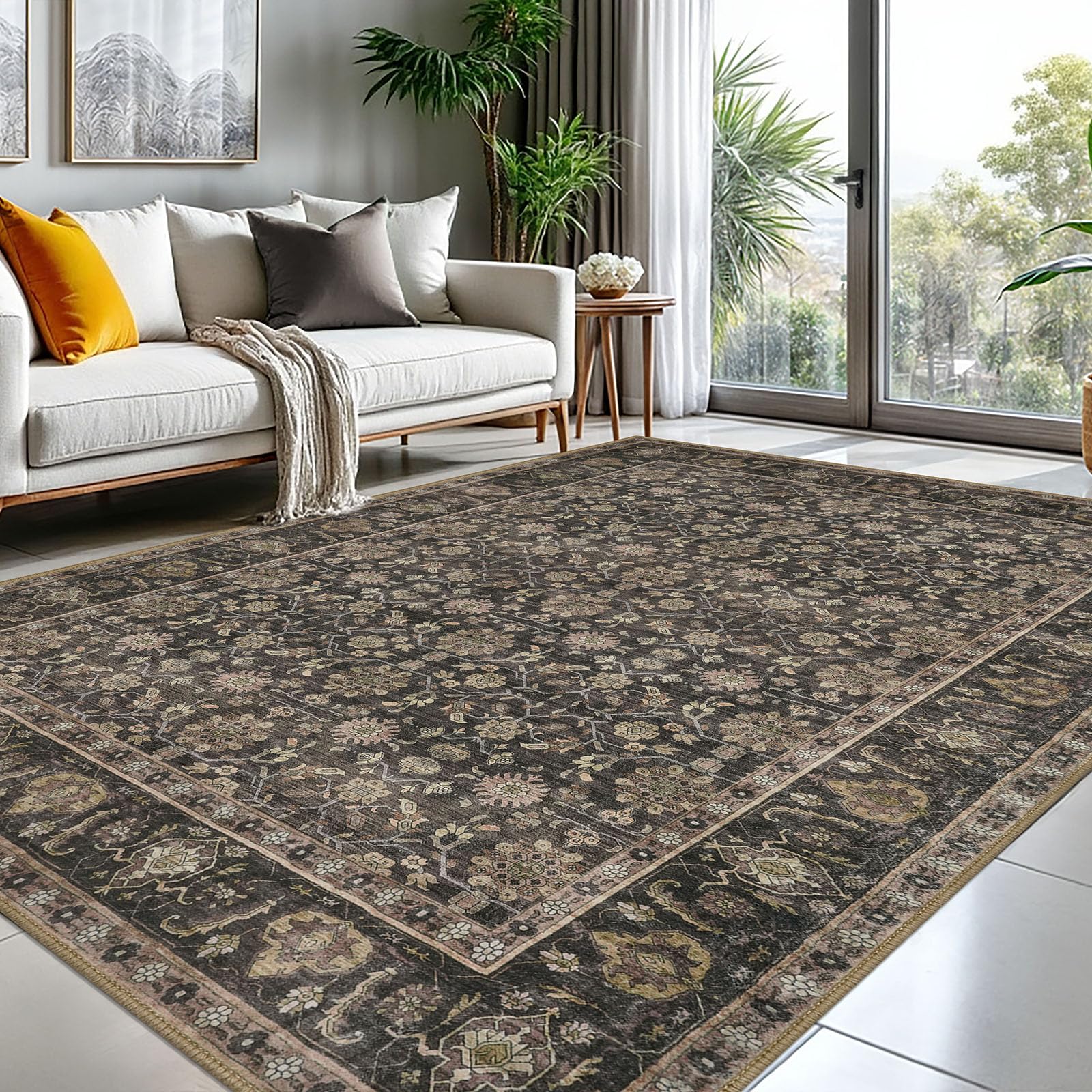 KUTA 8x10 Area Rugs for Living Room Washable Large Rug Brown โ image 1