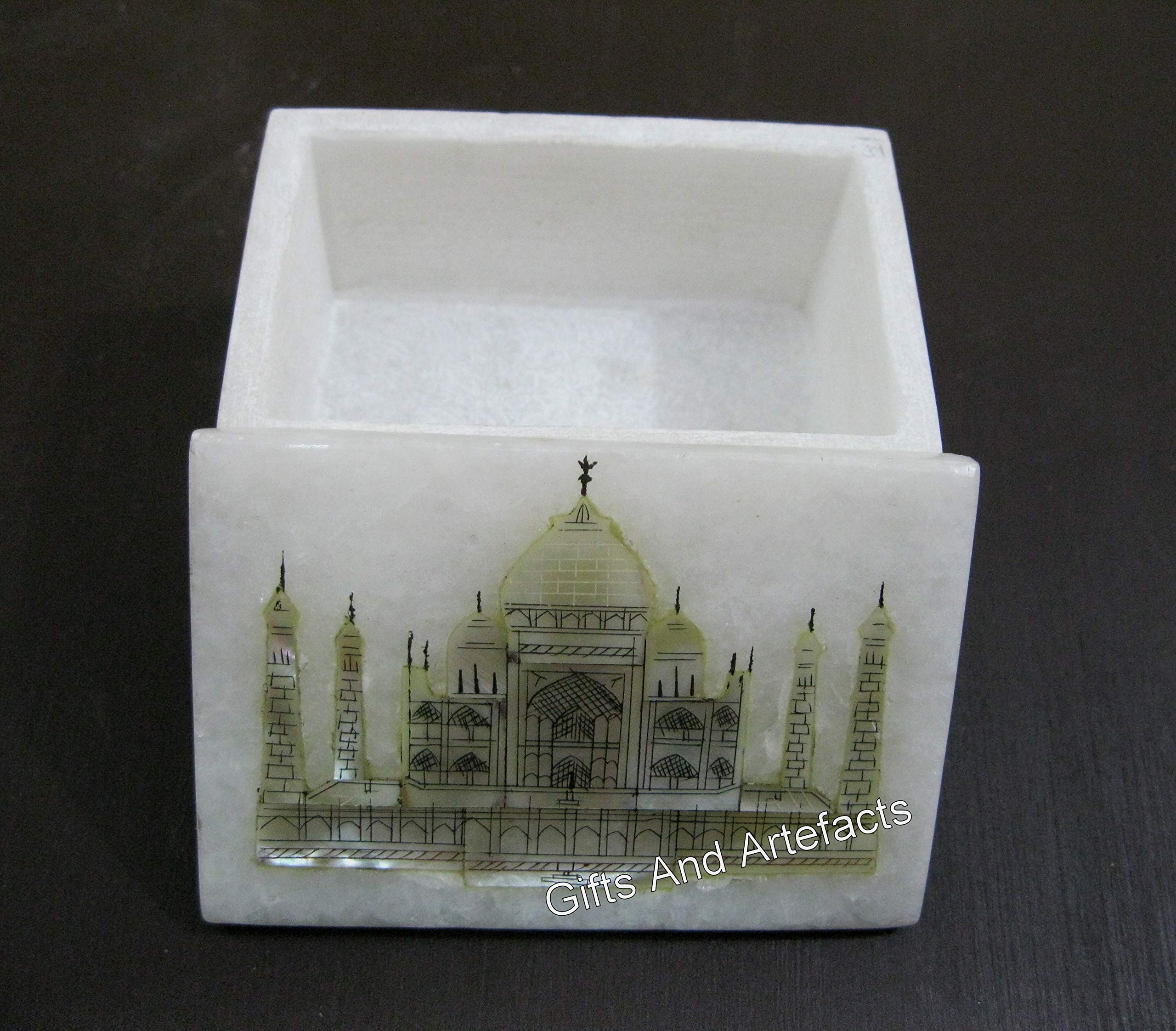 Boîte à bijoux en marbre Taj Mahal, écrin cadeau blanc pour souvenirs précieux