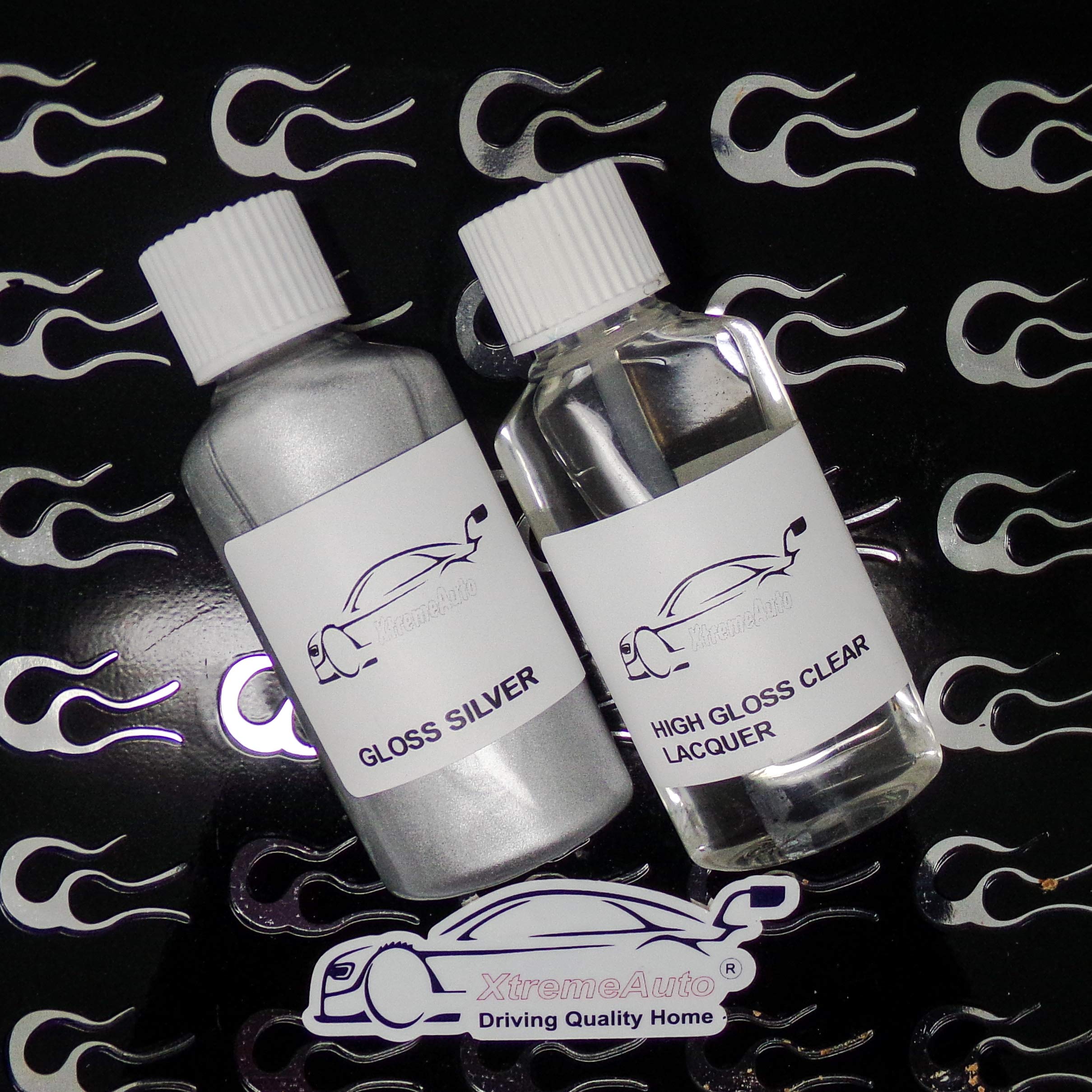 Xtremeauto Touch Up & Lacquer Gloss Silver Alloy Wheel Touch Up Kit Repair Kit Paint With Brush Curbing Scratch (Touch Up & Lacquer)