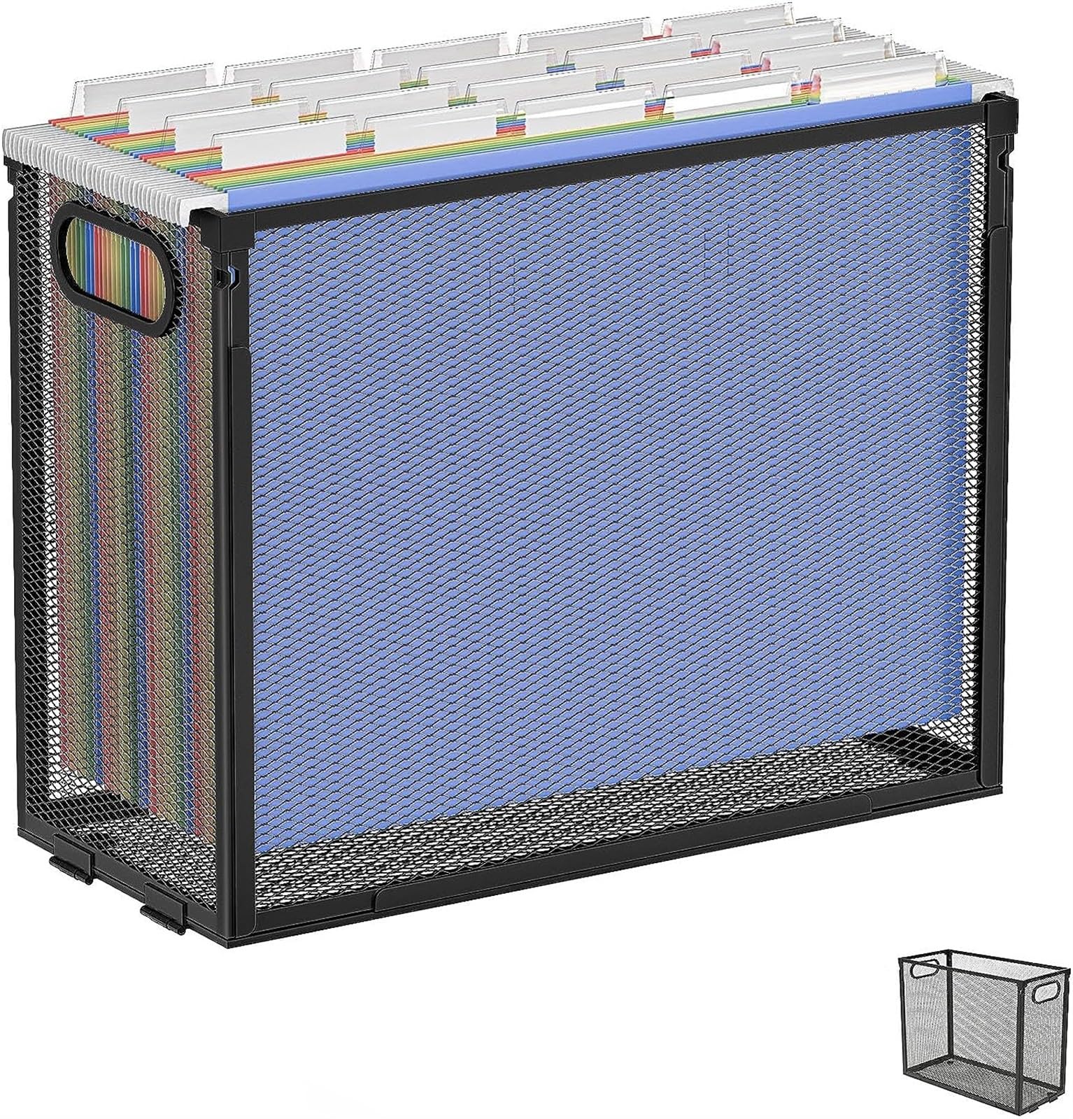 THE WHITE SHOP Hanging File Organizer, Metal File Organizer, Portable Desktop File Organizer for Letter Size Folder, Mesh Hanging File Crate for Office/Home/School,Folders Not Included