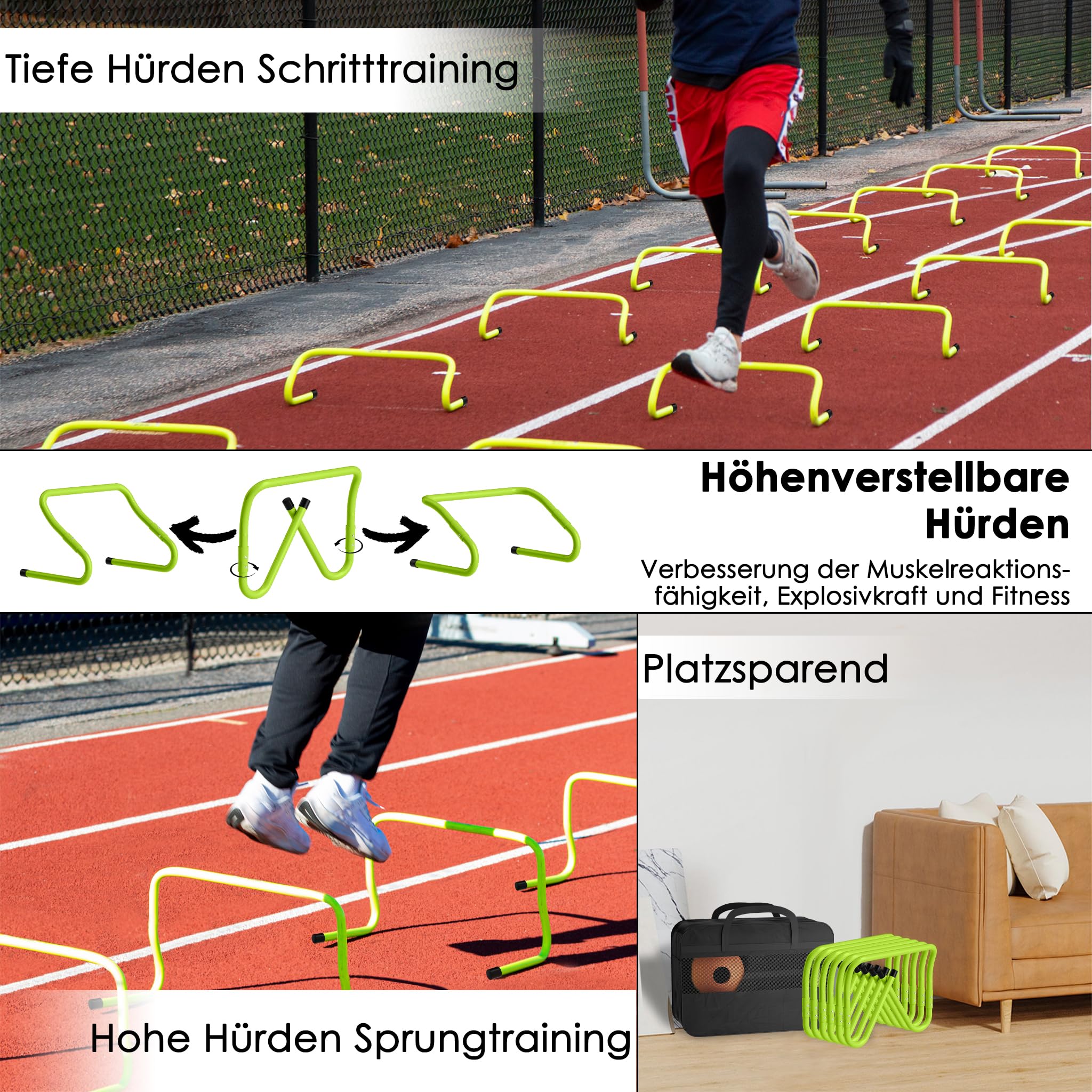 Set da allenamento per calcio e sport, accessori per allenamento Agility Speed Ladder, 6 m, scala di coordinazione, 12 cappelli, ostacoli di velocità e custodia