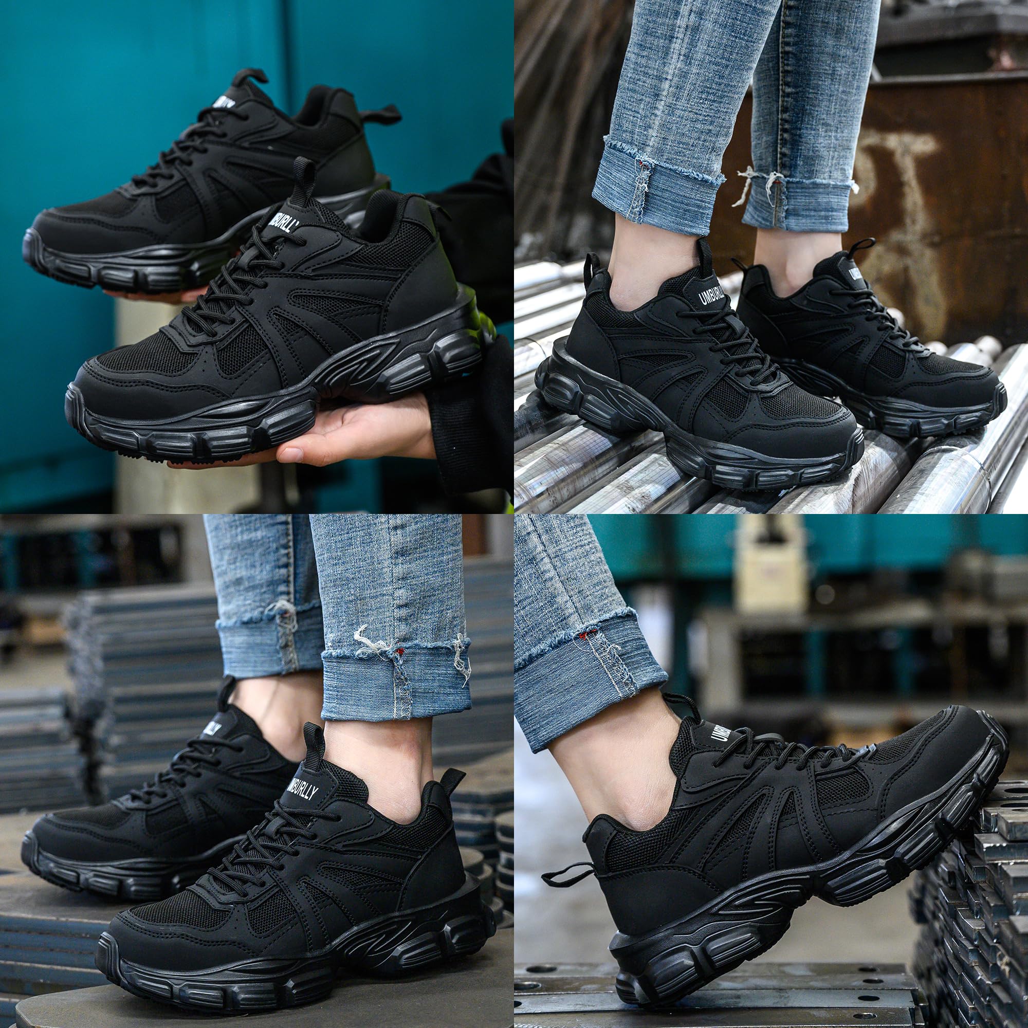 Zapatos de Seguridad para Mujer Ligeras Punta de Acero Zapatillas Cómodos Antideslizante de Trabajo Transpirable Calzado de Seguridad 36-42EU