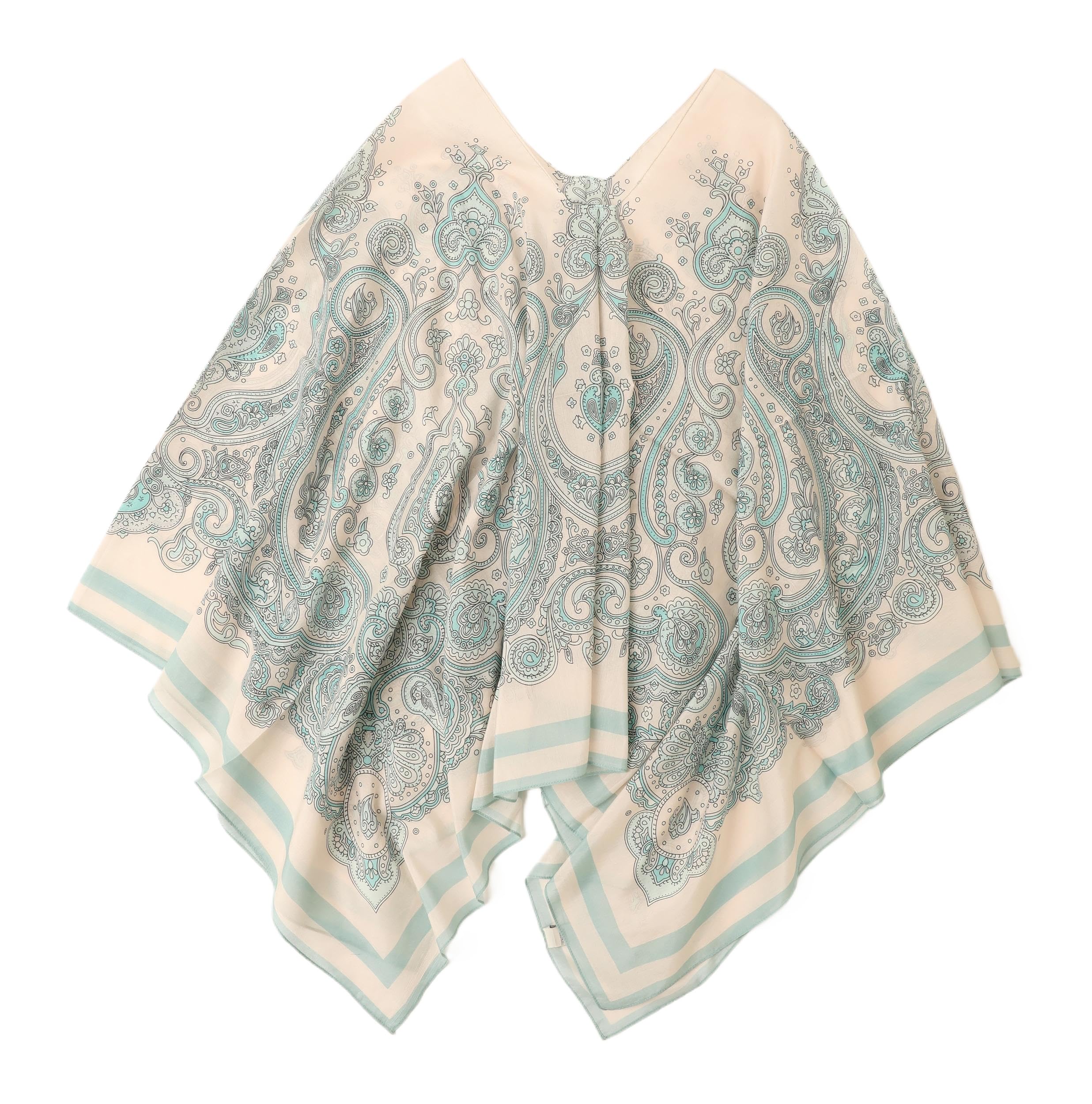 Damen 2-in-1 Sommer Poncho Schal aus Seide & Baumwolle Mix leicht Umschlagtuch Tunika Schultertuch für Urlaub, Strand & Freizeit