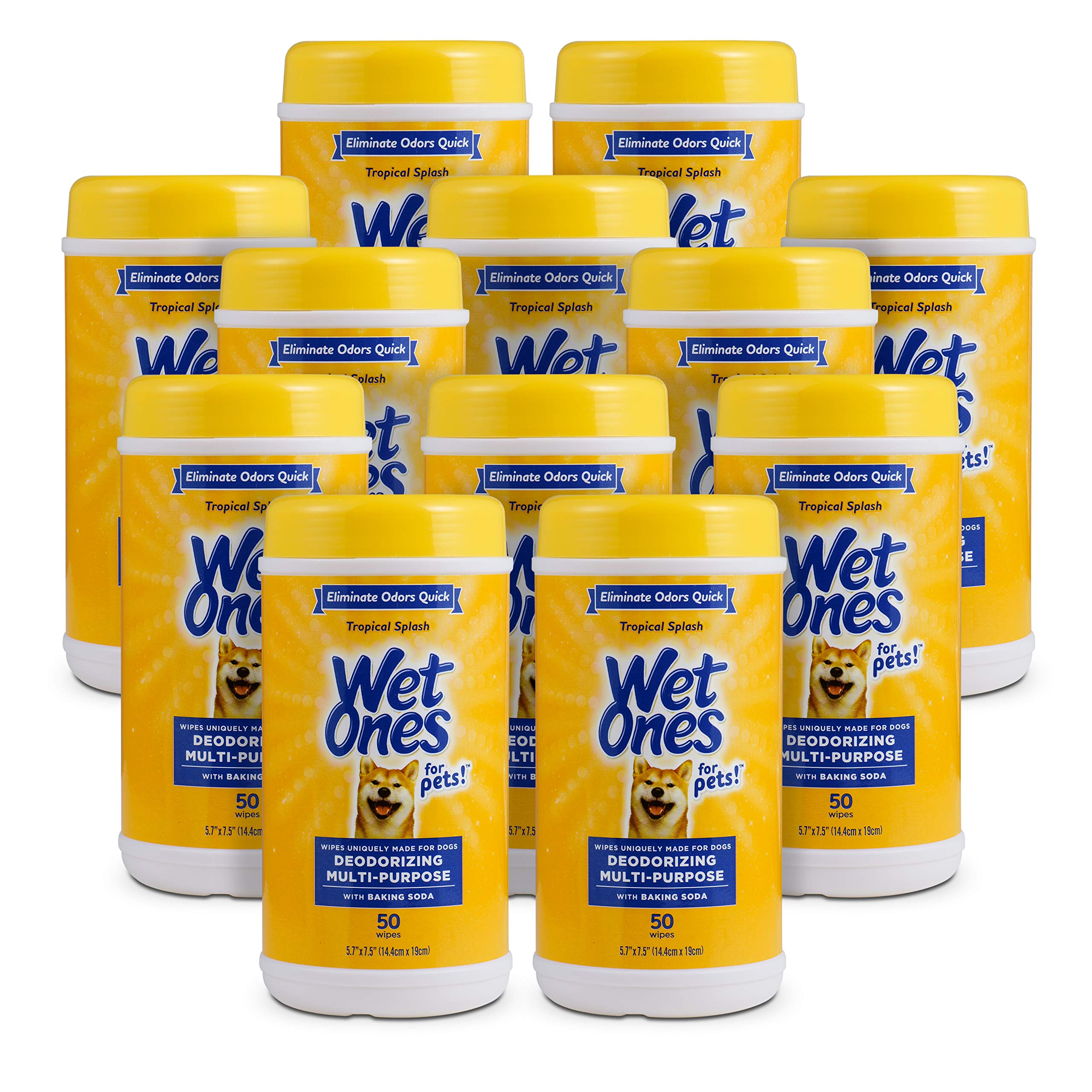 Wet Ones for Pets Deodorizing Multi-Purpose Dog Wipes With Baking Soda Dog Deodorizing Wipes For All Dogs in Tropical Splash Scent, Wet Ones Wipes for Deodorizing Dogs (Pack of 12,600 Count Total)