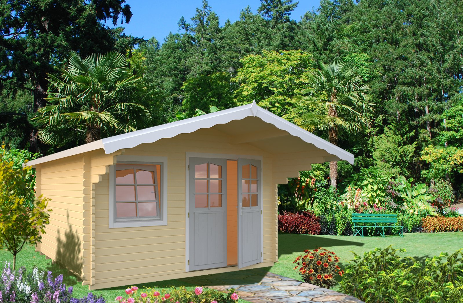 Palmako Blockbohlenhaus Sally 12,3 44 mm natur Isolierglas