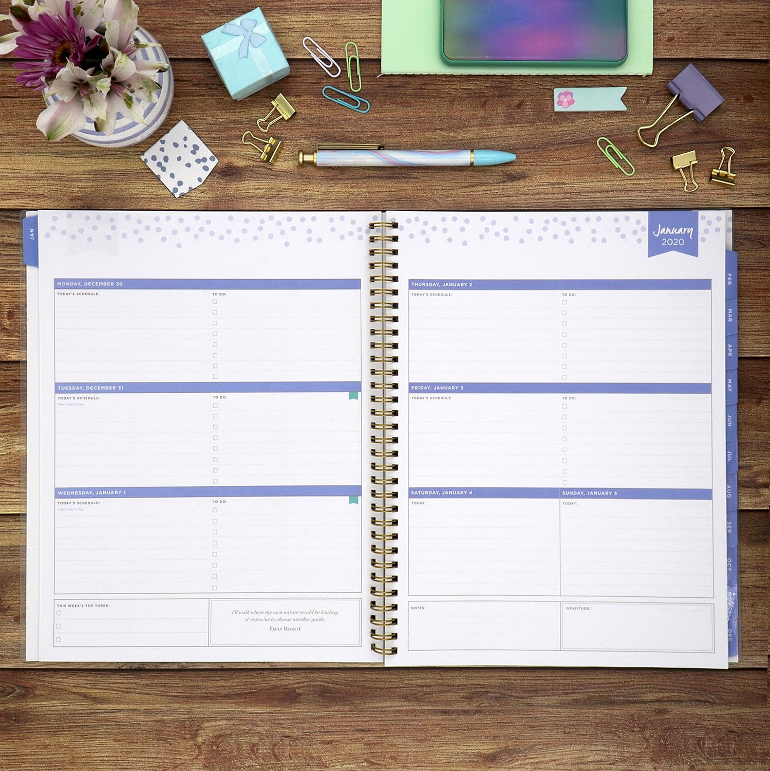 Blue Sky Day Designer for 2020 Weekly & Monthly Planner, Flexible Cover, Twin-Wire Binding, 8.5' x 11', Frosted Tile