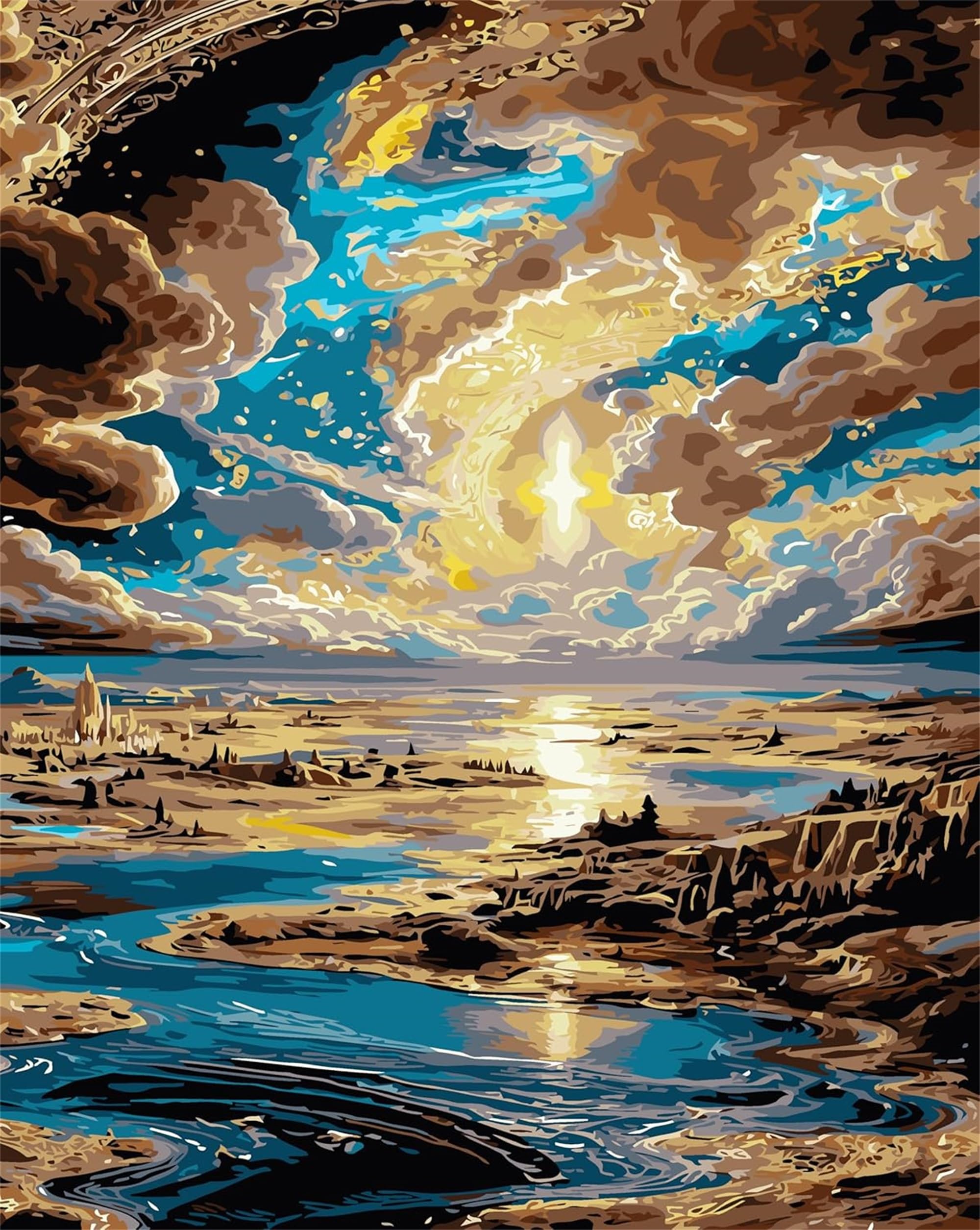 Wujiej Sky Paint By Numbers For Adults,Diy Painting Kits For Adult,Color By Numbers,Paint By Number Canvas Crafts Watercolor For Beginner Home Decor (Sky)