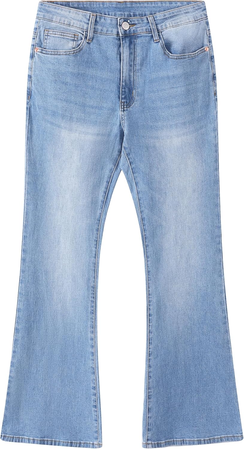 Men's Flared Jeans Slim Fit Bell Bottom Denim Pants - Stretch 70s Vintage Disco Style Cowboy Jeans for Festival Outfits