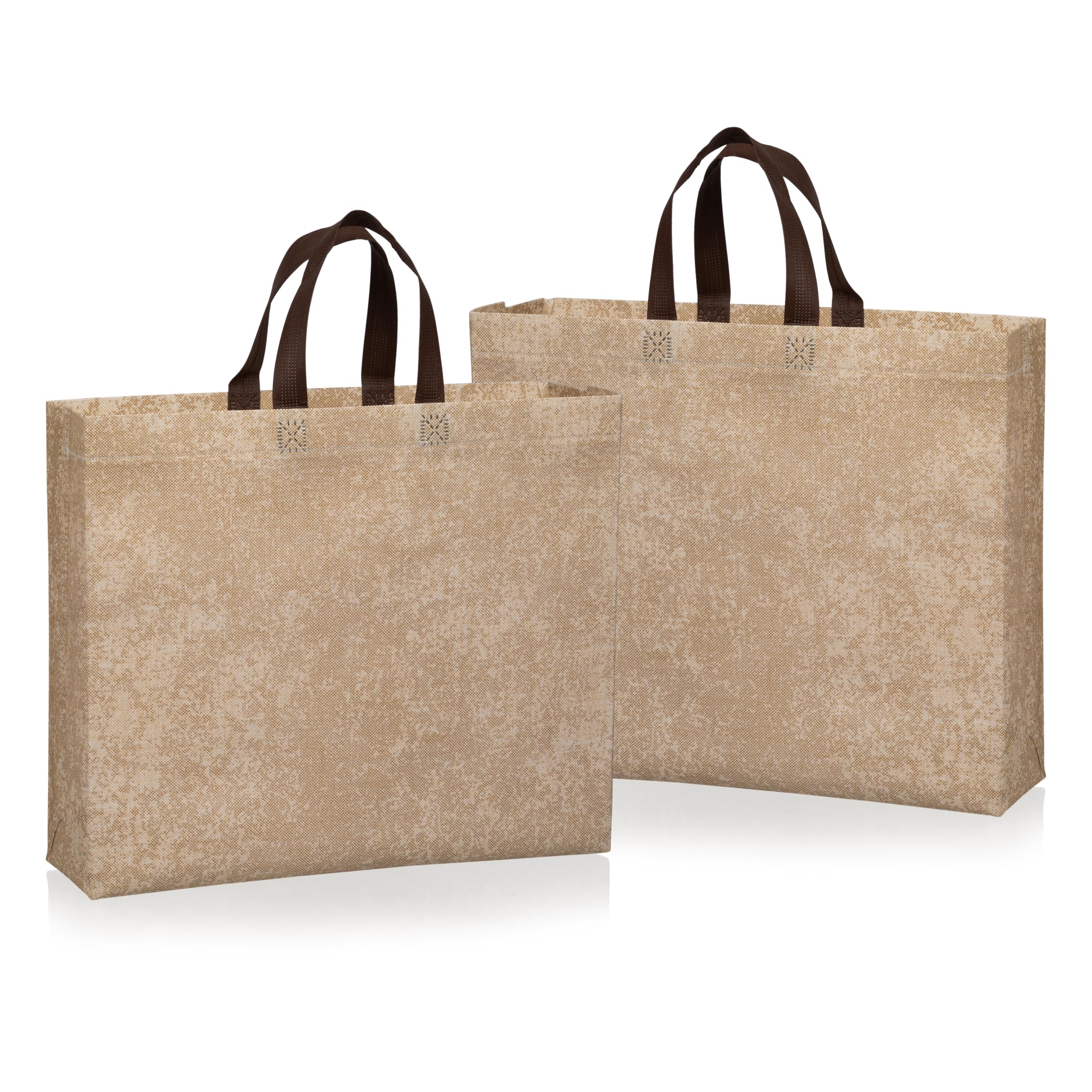 Lavya Large Size Pack of 10 Pcs Non-Woven Fabric Return Gift Bags |Beige with Gold Glitter, Reusable, Eco-Friendly, Jewellery, Sweets, Weddings, Festive Party, (Beige Marble Texure) (L- 15x13x4 Inch)