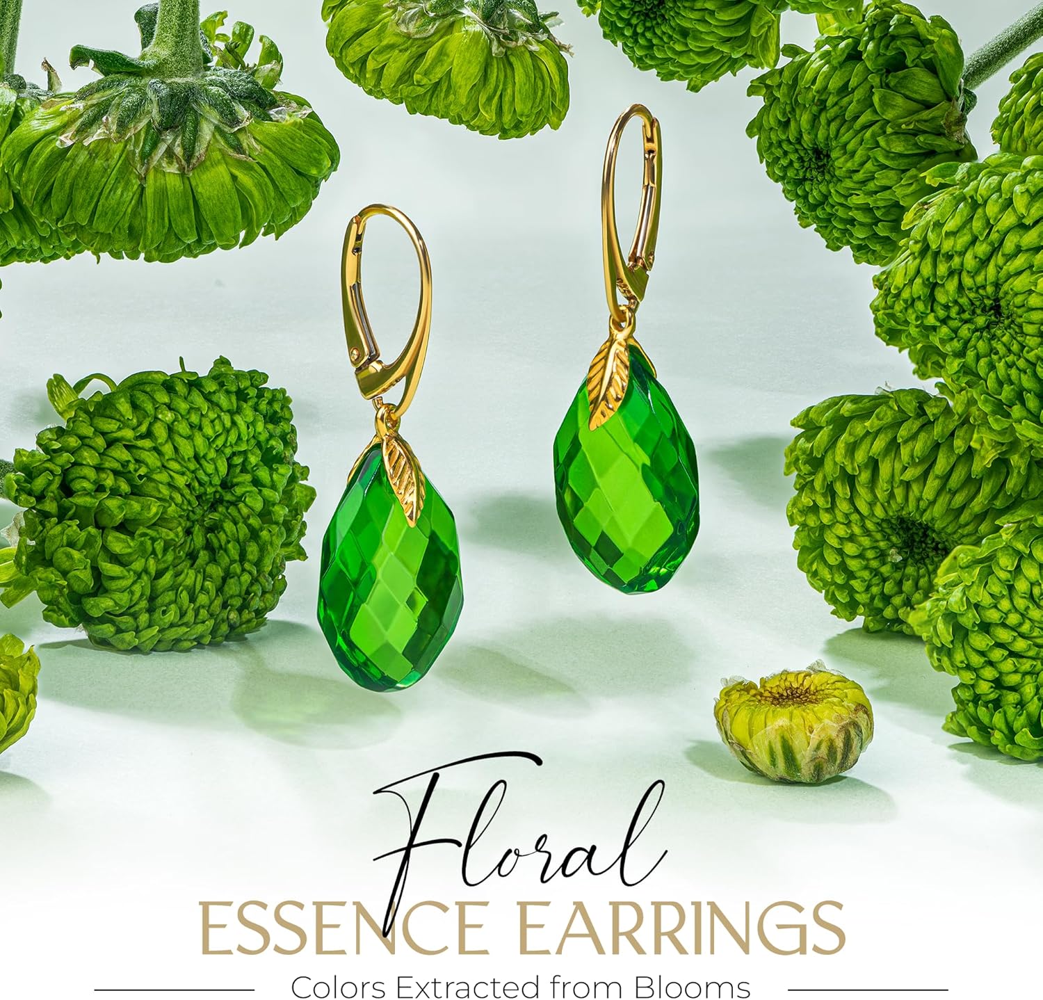 Leverback Dangle Earrings for Women – Gold-Plated 925 Silver Drop Earrings with Natural Green Baltic Amber Piece, Lightweight Jewelry with Secure Closure for Everyday Elegance