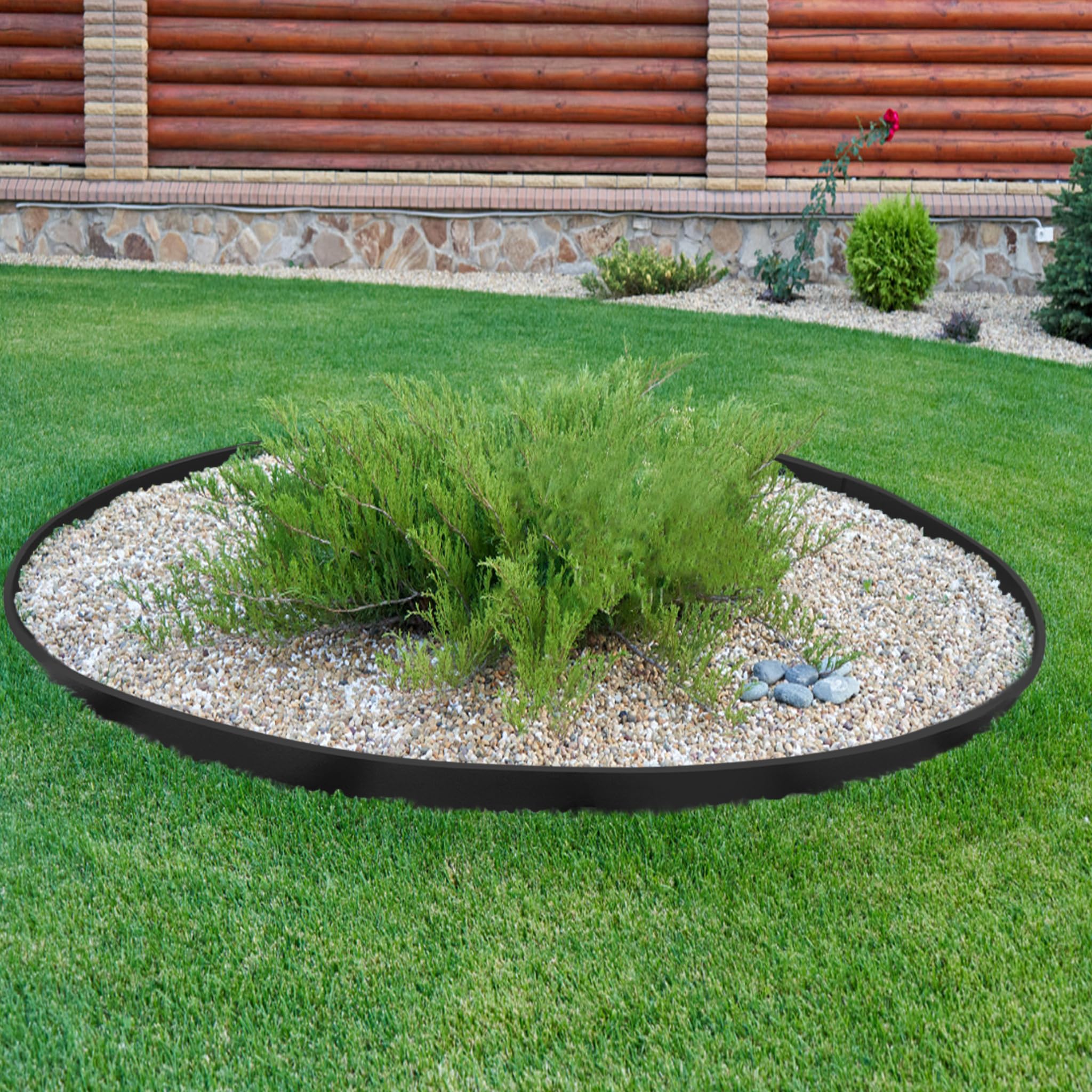 Aufun Flexible césped Ribete de plástico 24M, pavimentación Ribete Cama Ribete de siega Ribete Piedra con 100 Anclajes al Suelo, Muy Buen césped Ribete Piedras para Trabajar (58mm, Negro)