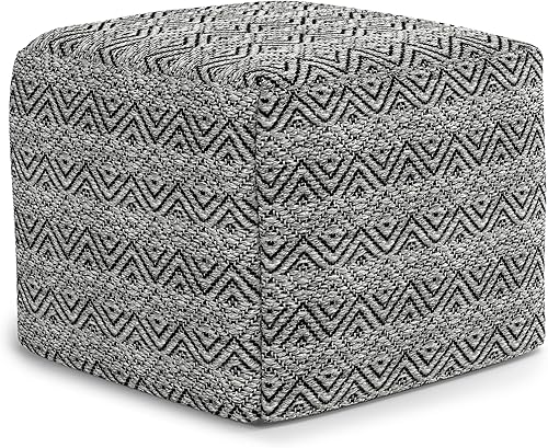 Miniatura 59 de SIMPLIHOME Nisi - Puf redondo de punto para exterior/interior en poliéster PET reciclado gris claro para sala de estar, dormitorio y habitación de