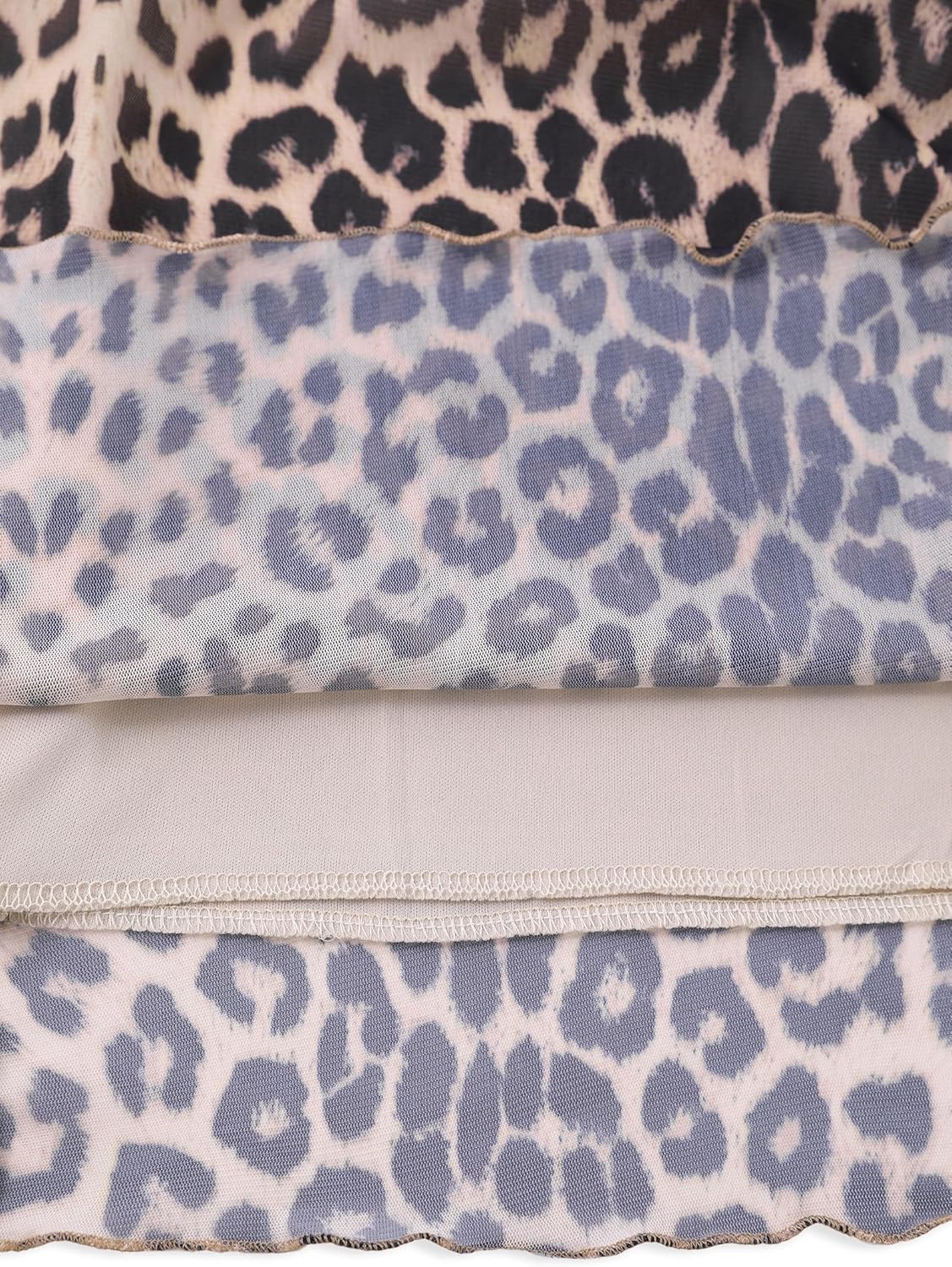 Avanova Women Leopard Print Mesh Midi Skirt High Waist Lettuce Trim Long Straight Skirt Brown Leopard C Small - Image 5