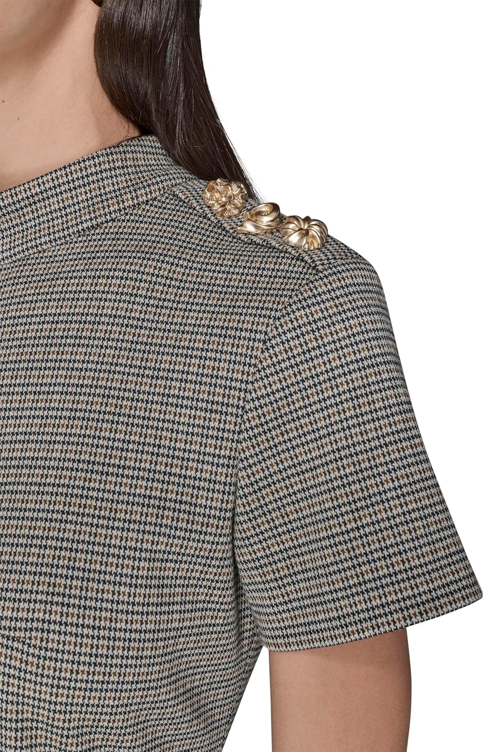 Karl Lagerfeld Womens Short Sleeve Mock Neck Sheath Mini Dress - Image 5