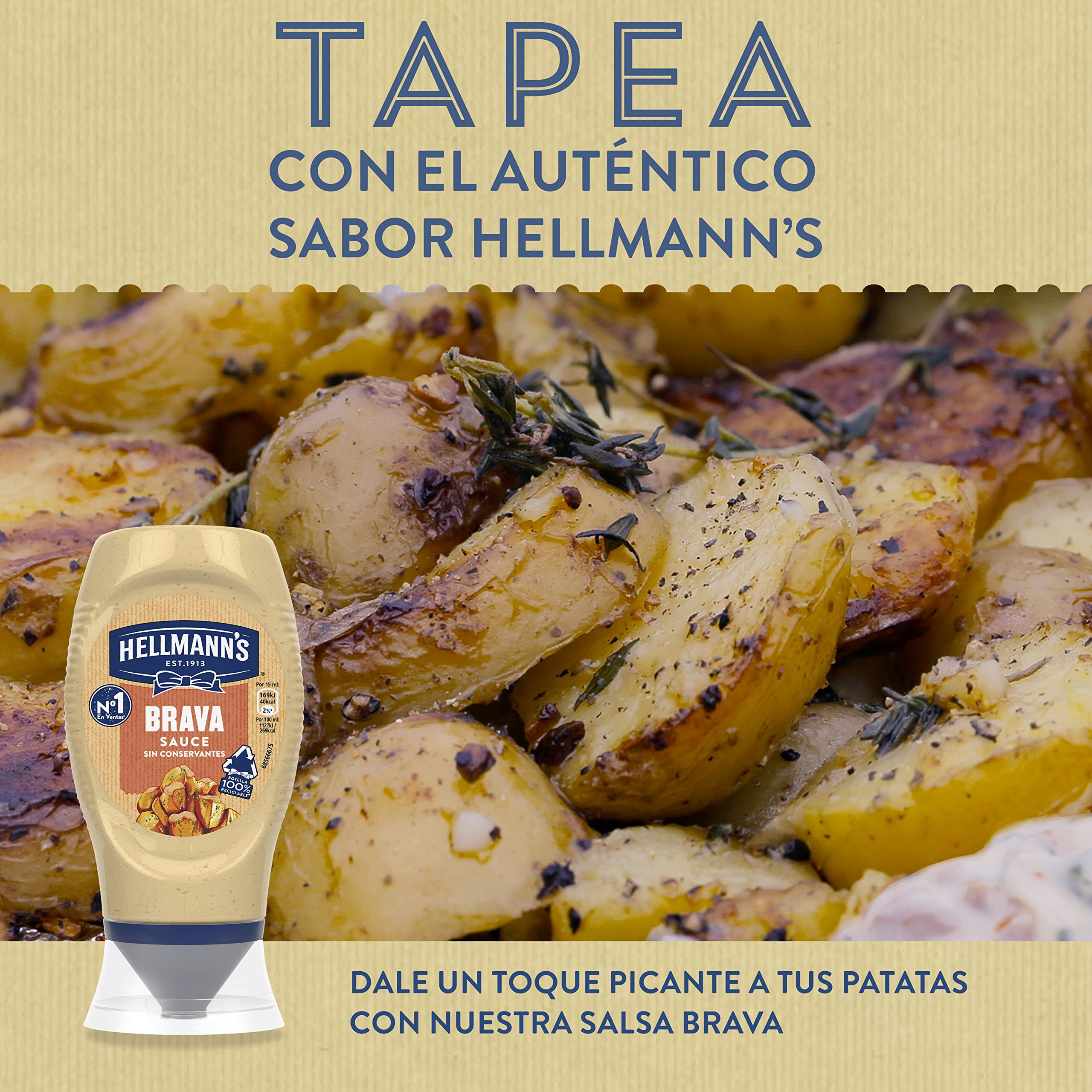 Hellmann's Salsa Brava Bocabajo, 250ml, Pack de 8