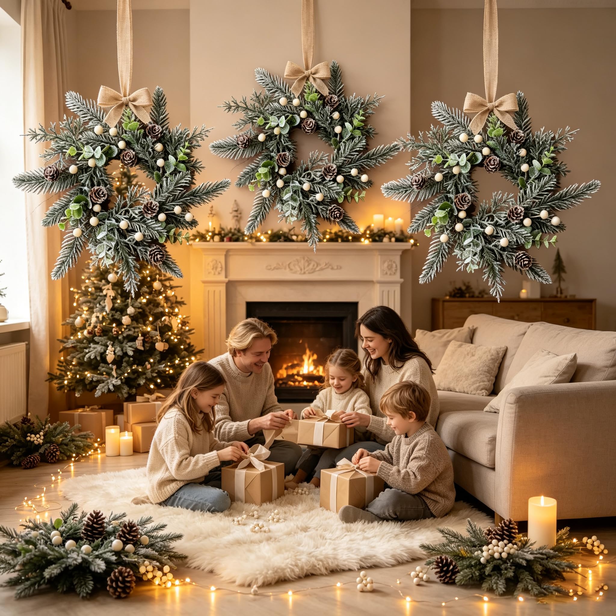 Ghirlanda artificiale verde primaverile estiva con mini eucalipto per mobili da cucina, con nastro, per porta d'ingresso, portico, parete, finestra, decorazione per casa colonica (6, cedro)