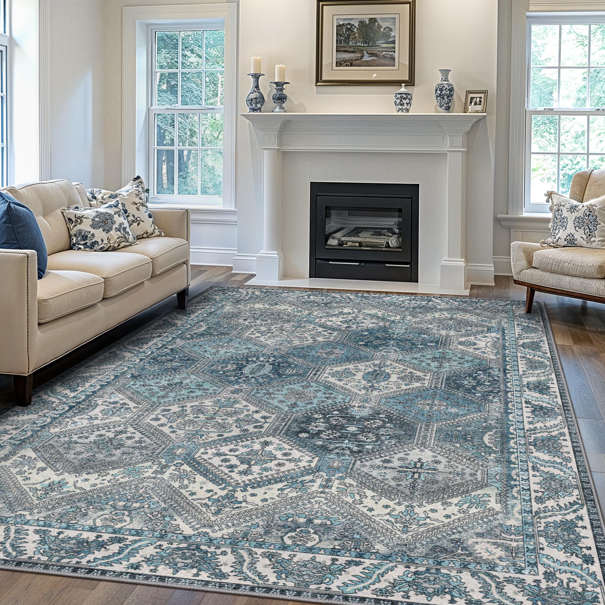 Amazon.com: Bavni 8x10 Area Rugs for Living Room, Machine Washable Rug ...