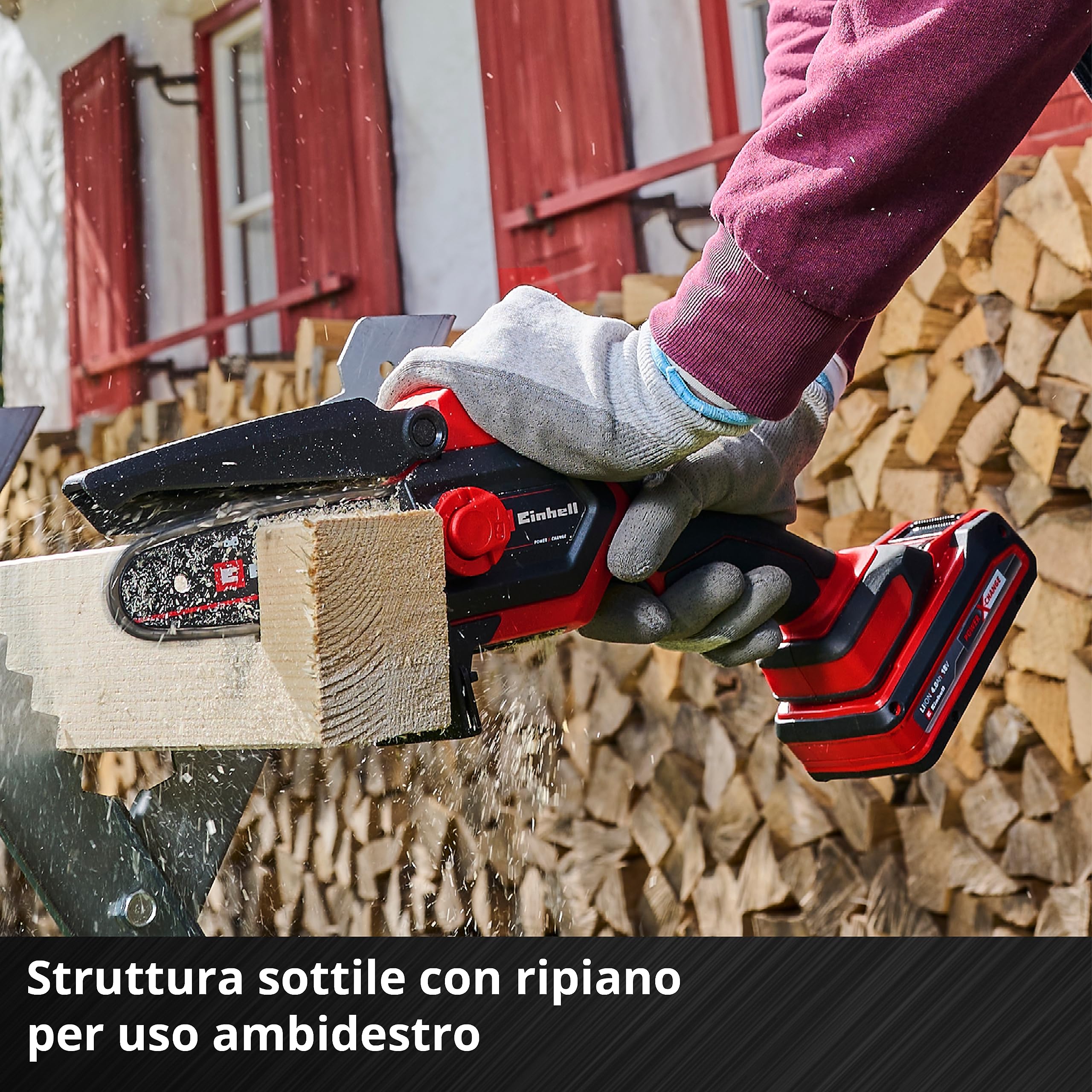 Einhell, motosega a batterie GE-PS 18/15 Li BL-Solo Power X-Change (18 V, brushless, lunghezza di taglio 12,5 cm, cambio lama e catena senza attrezzi, senza batteria)