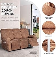 Vista 112 de Fundas para sillas reclinables con aspecto de cuero, funda elástica de 4 piezas, funda suave para silla reclinable, protector de muebles lavable