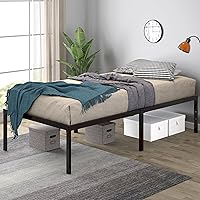 Vista 3 de SHA CERLIN Base de cama de plataforma de tamaño individual resistente, cabecera autofija, no necesita somier, base de colchón, sin ruido, fácil