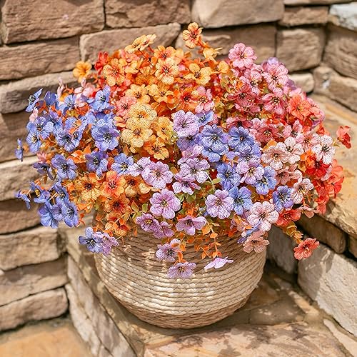 Miniatura 5 de Flores artificiales de otoño para mamás artificiales para interiores y exteriores, jardín, decoración del hogar, margarita de flores sintéticas con