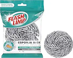 Flash Limp - Esponja Aço Inox Para Limpeza Pesada Ferro E Grelha - EA1409