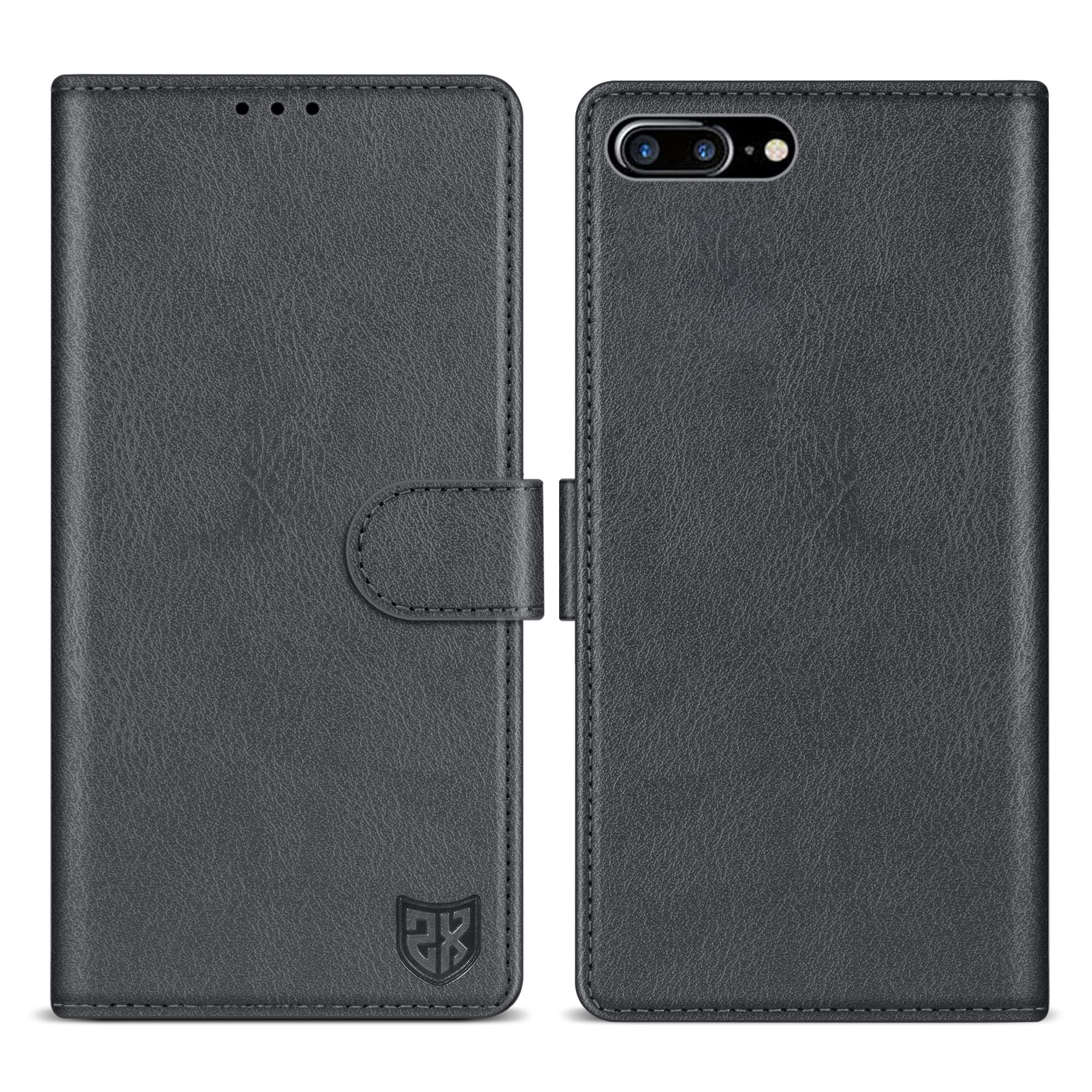 ZZXX for iPhone 7 Plus/iPhone 8 Plus Wallet Case with [RFID Blocking] Card Slot Kickstand Magnetic Closure Leather Flip Fold Protective Phone Case for