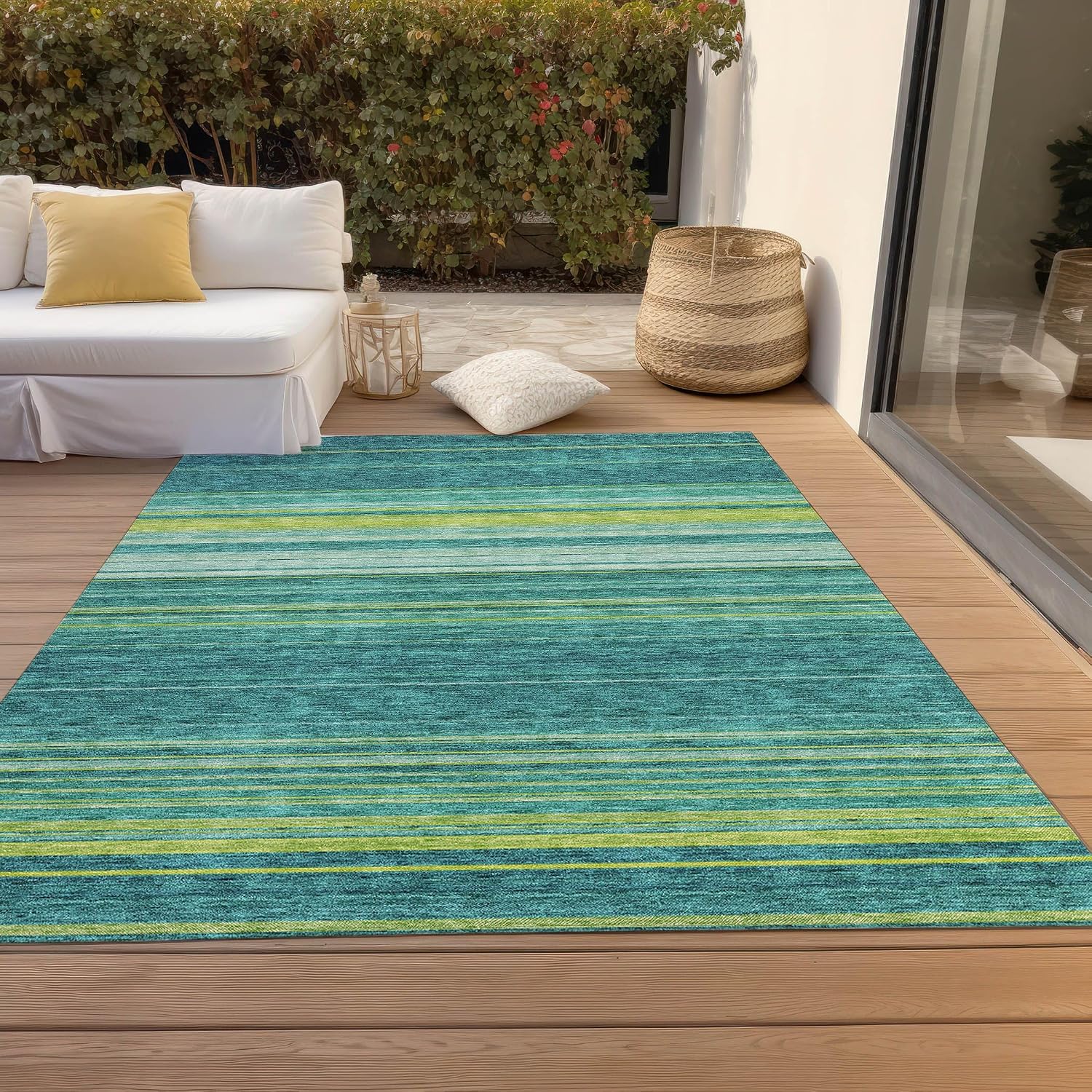 Addison Rugs Chantille ACN979 Teal 10' x 14' Indoor Outdoor Area Rug, Easy Clean, Machine Washable, Non Shedding, Bedroom, Entry, Living Room, Dining Room, Kitchen, Patio Rug