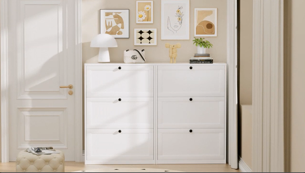 Scarpiera In Legno Con Cassetti Ribaltabili - Bianca, 80x100x24 Cm, Per Ingresso E Risparmio Spazio - Foto 9