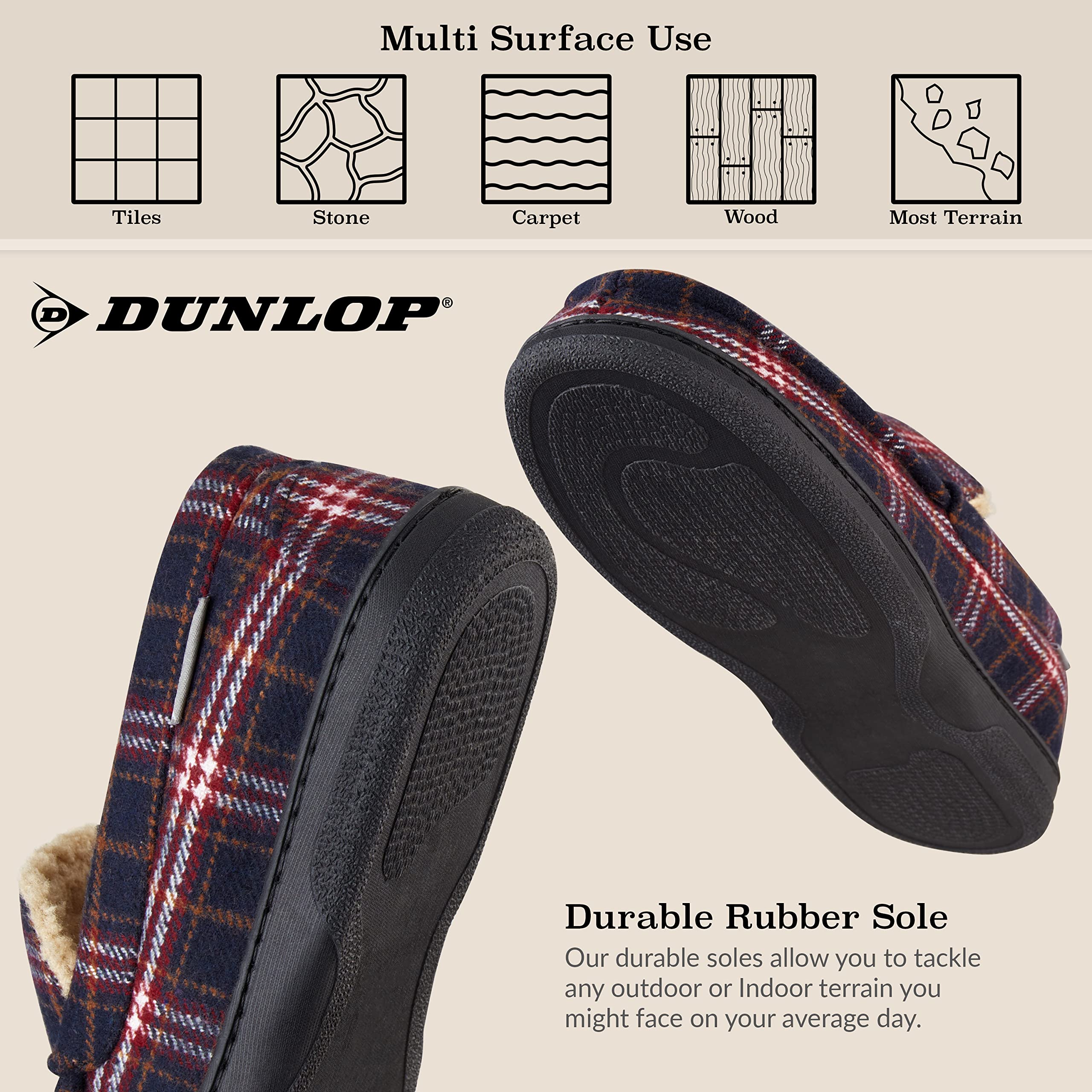 DUNLOP Pantofole Uomo Ciabatte Invernali da Casa Calde Comode Antiscivolo Memory Foam