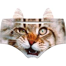 JINKAIJIA Women's Flirty Sexy Funny Naughty 3D Printed Animal Tail Underwears Briefs Gifts With Cute Ears