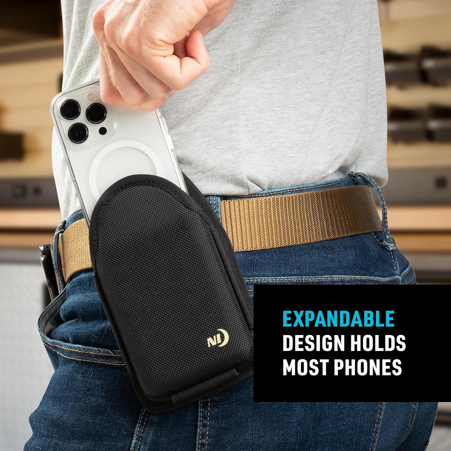 Nite Ize Clip Case Hardshell Universal QuickSlide Holster, Protective Open Top Phone Holster with Belt Clip, XL - Image 5