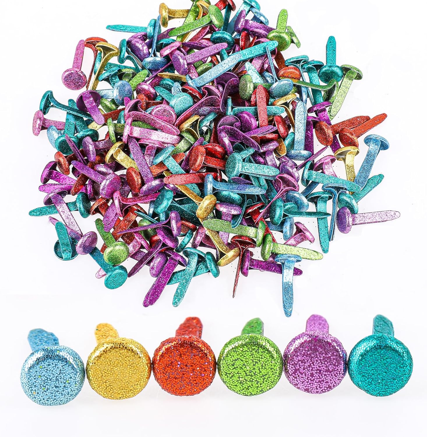 Abeillo 200PCS Paper Fasteners, Small Brads for Paper Crafts, 0.3" X 0.7" Round Head