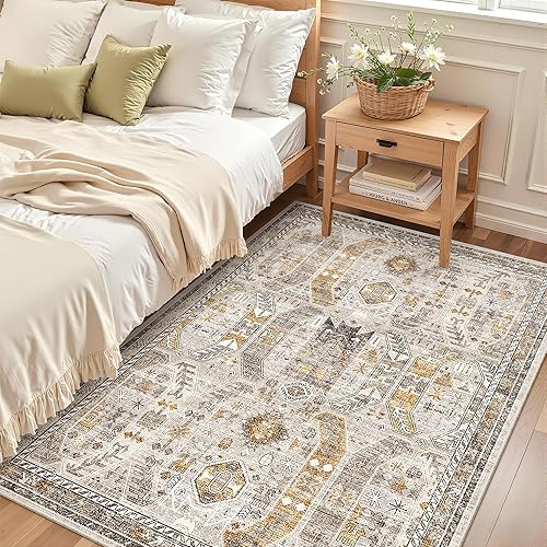 Miniatura 186 de Madane Alfombra lavable de 2 x 3 pies, alfombra de entrada pequeña, antideslizante, vintage, para entrada interior, alfombra de pelo bajo